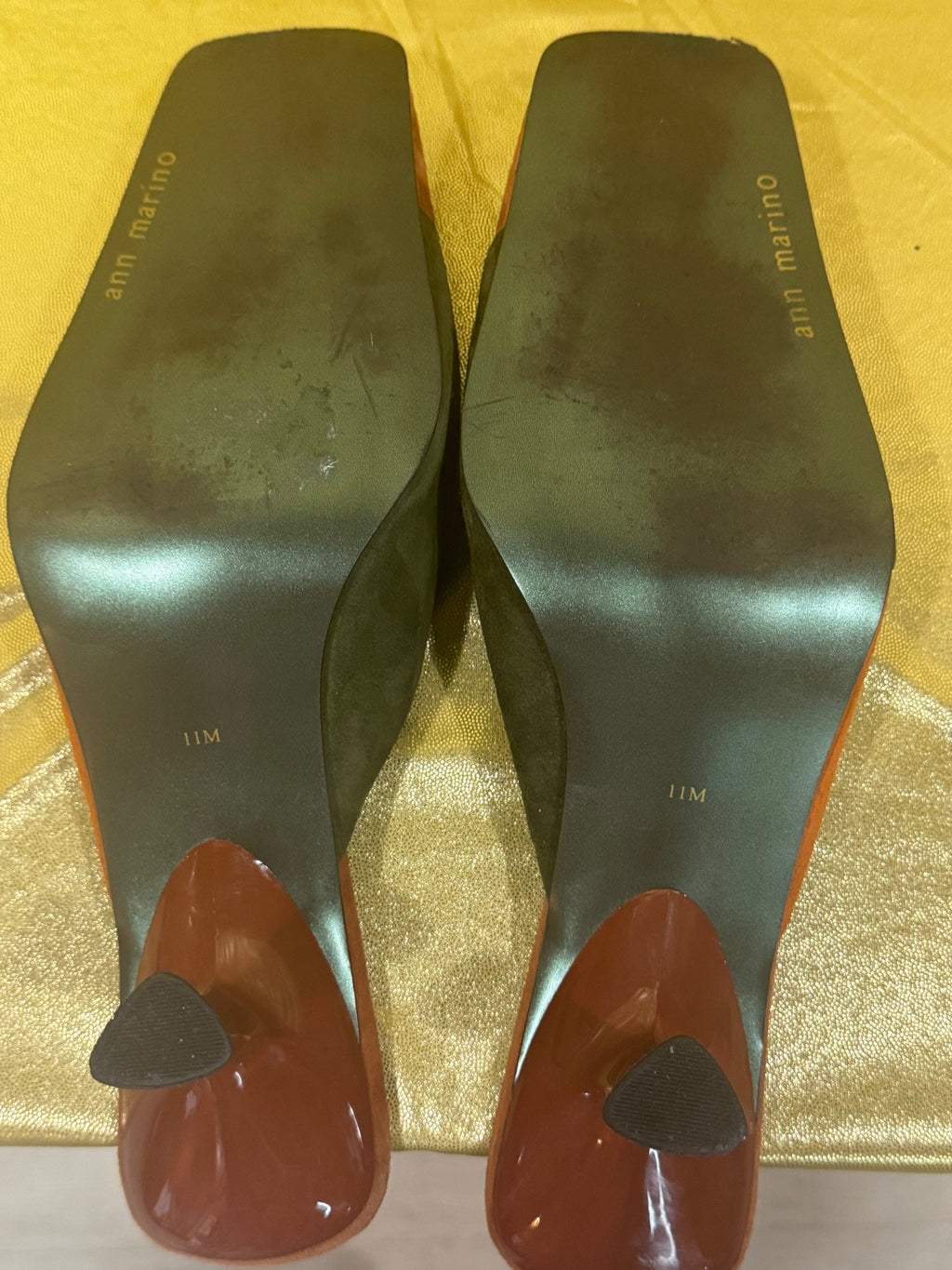 ✨ Ann Marino Vintage Two-Tone Suede Square Toe Kitten Heel Mules - Size 11M