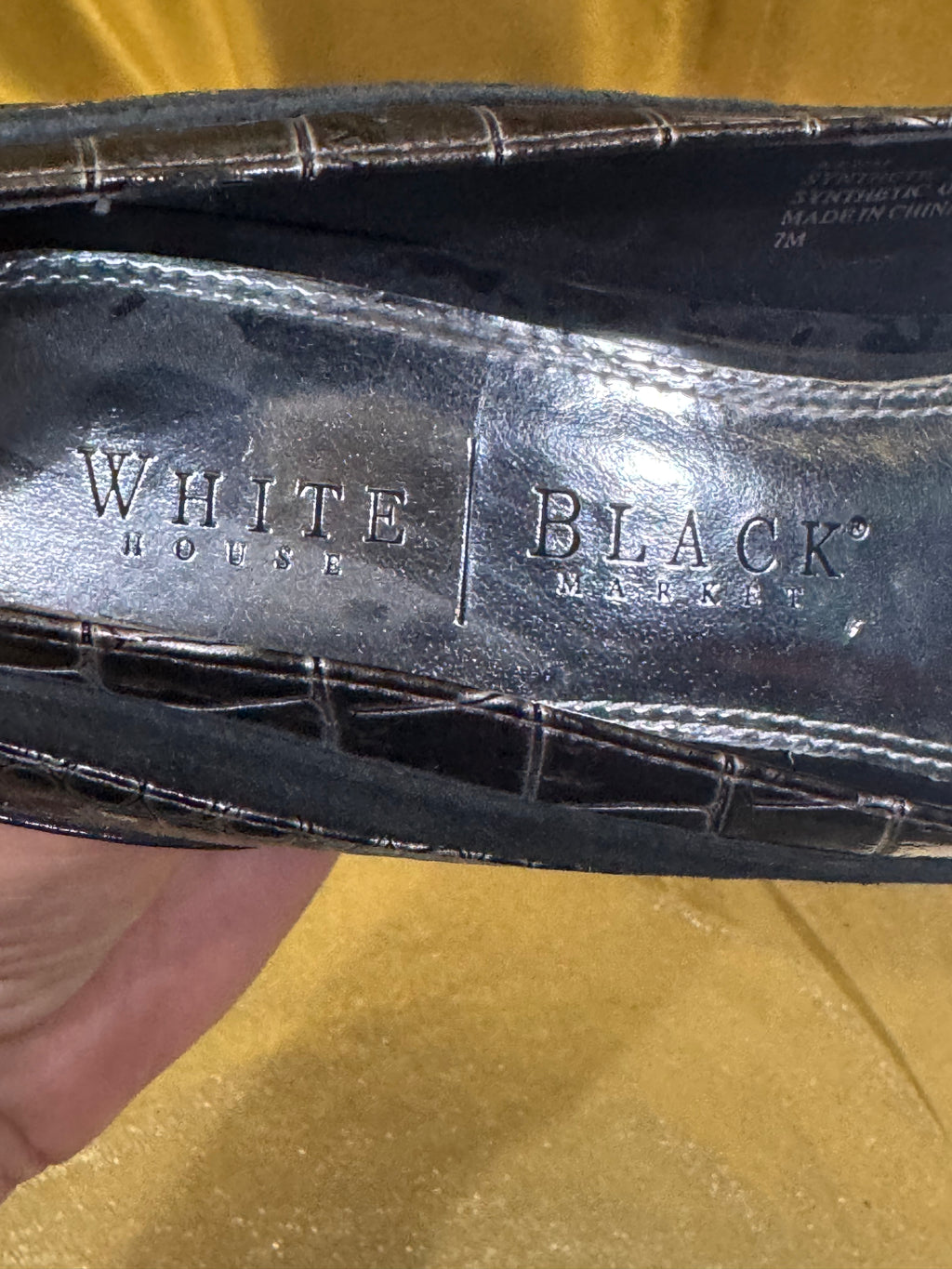 White House Black Market "Klum" Gray Croc Peep-Toe Platform Heels - Size 7M