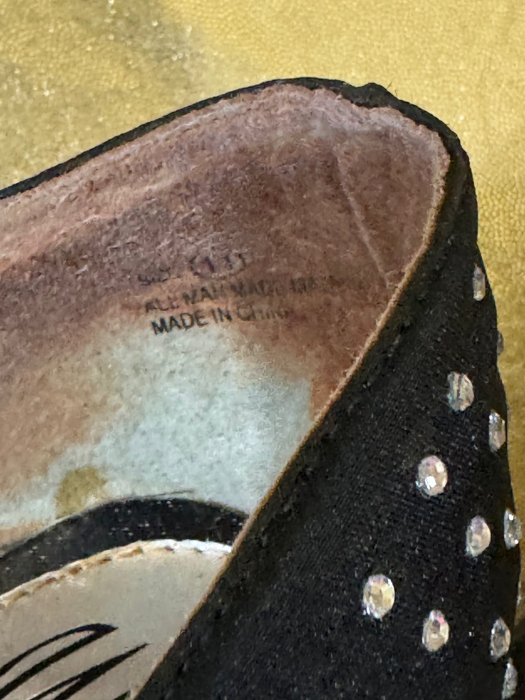 Wild Rose Black Satin Rhinestone Studded Block Heel Pumps Size 11
