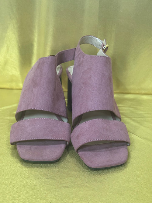 Cato Comfort Mauve Pink Suede Slingback Block Heel Sandals, Size 7
