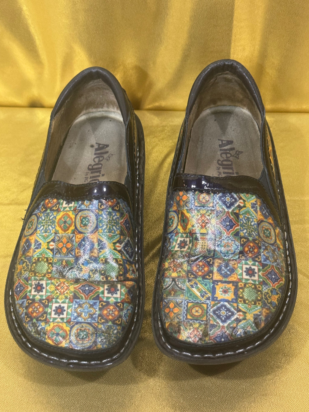 Alegria Debra Mosaic Patchwork Leather Slip-On Clogs | Women's Size 36 (US 6-6.5)