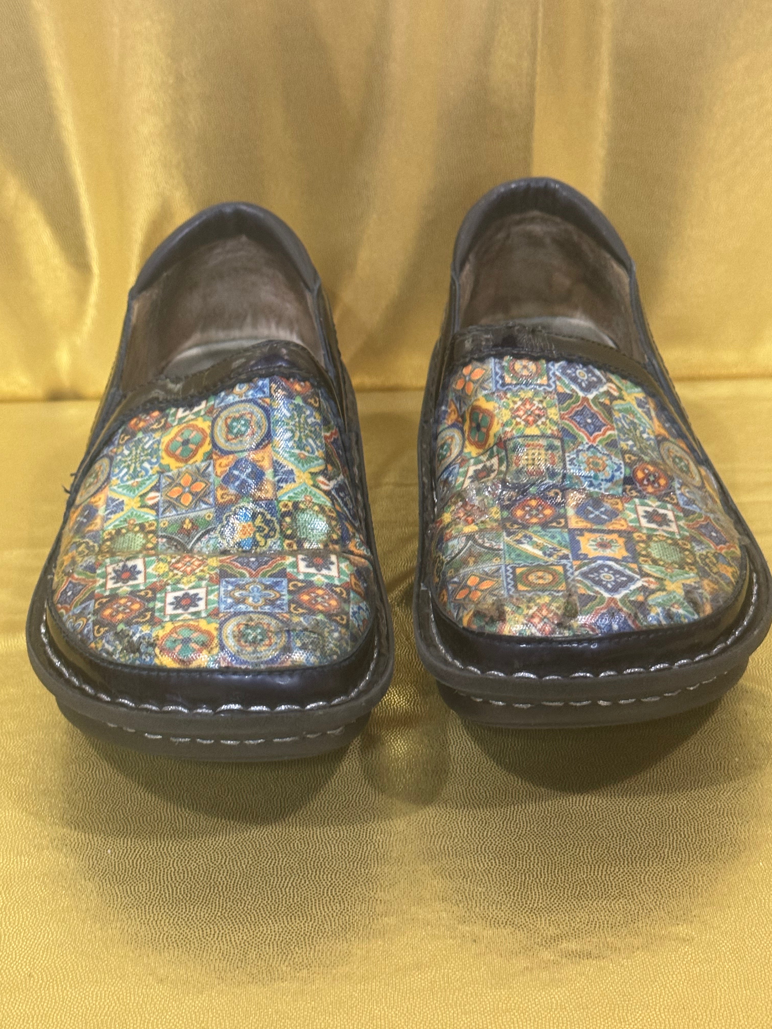 Alegria Debra Mosaic Patchwork Leather Slip-On Clogs | Women's Size 36 (US 6-6.5)