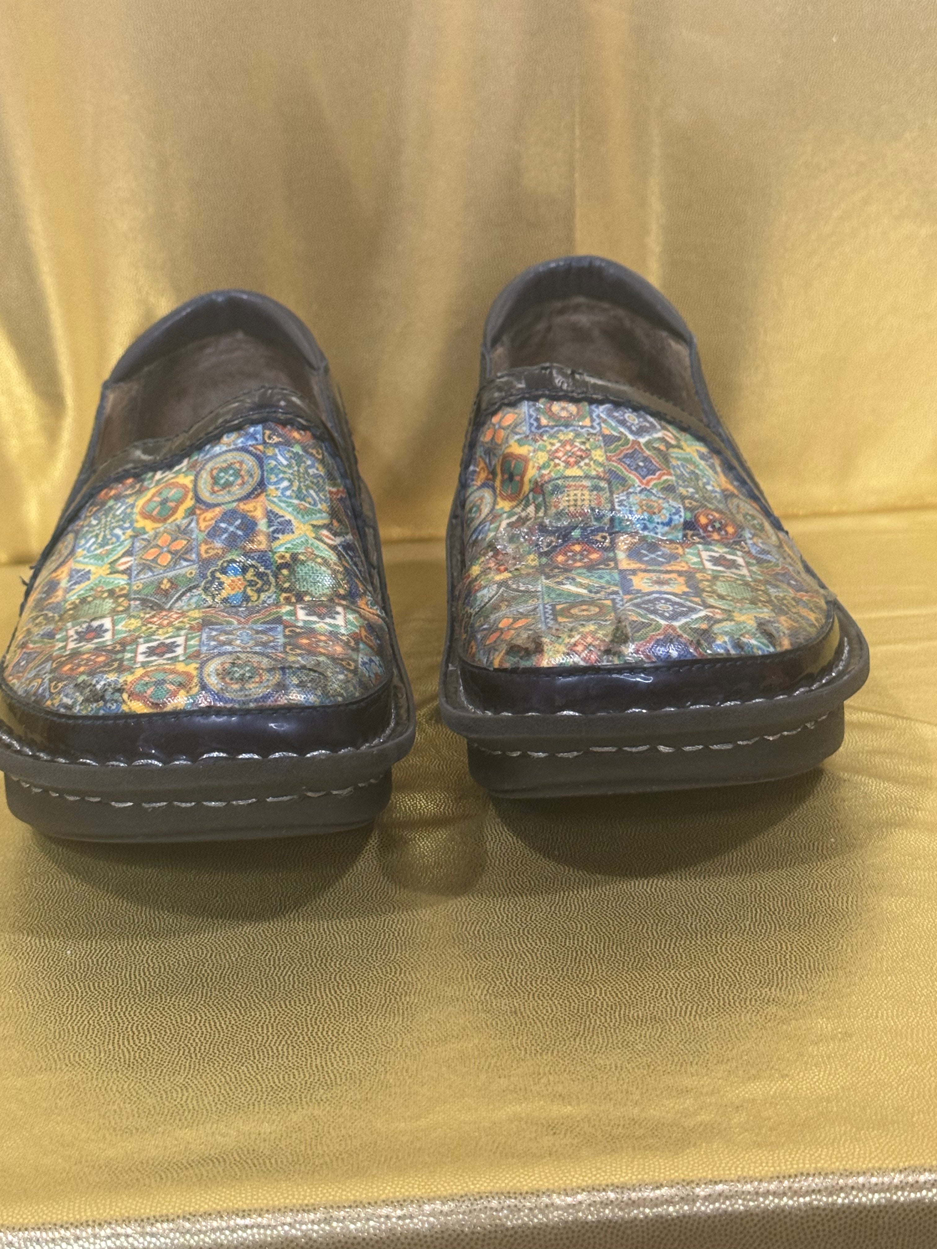 Alegria Debra Mosaic Patchwork Leather Slip-On Clogs | Women's Size 36 (US 6-6.5)