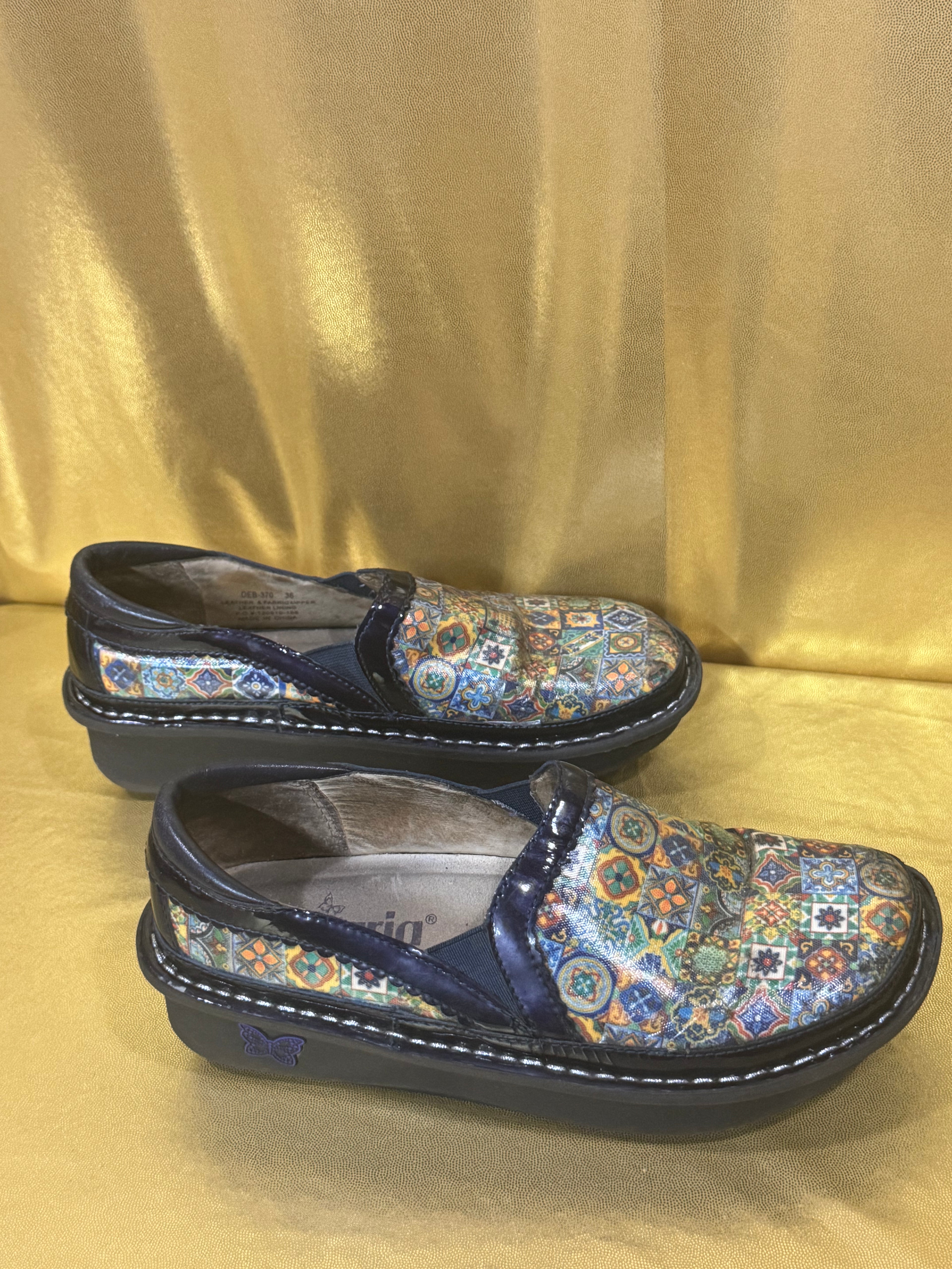 Alegria Debra Mosaic Patchwork Leather Slip-On Clogs | Women's Size 36 (US 6-6.5)