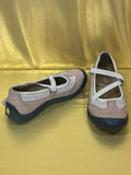 Lands' End Suede & Canvas Mary Jane Flats - Beige & Cream - Women's Size 7