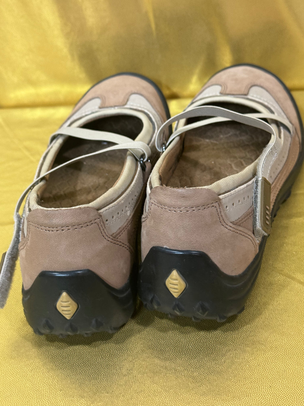 Lands' End Suede & Canvas Mary Jane Flats - Beige & Cream - Women's Size 7