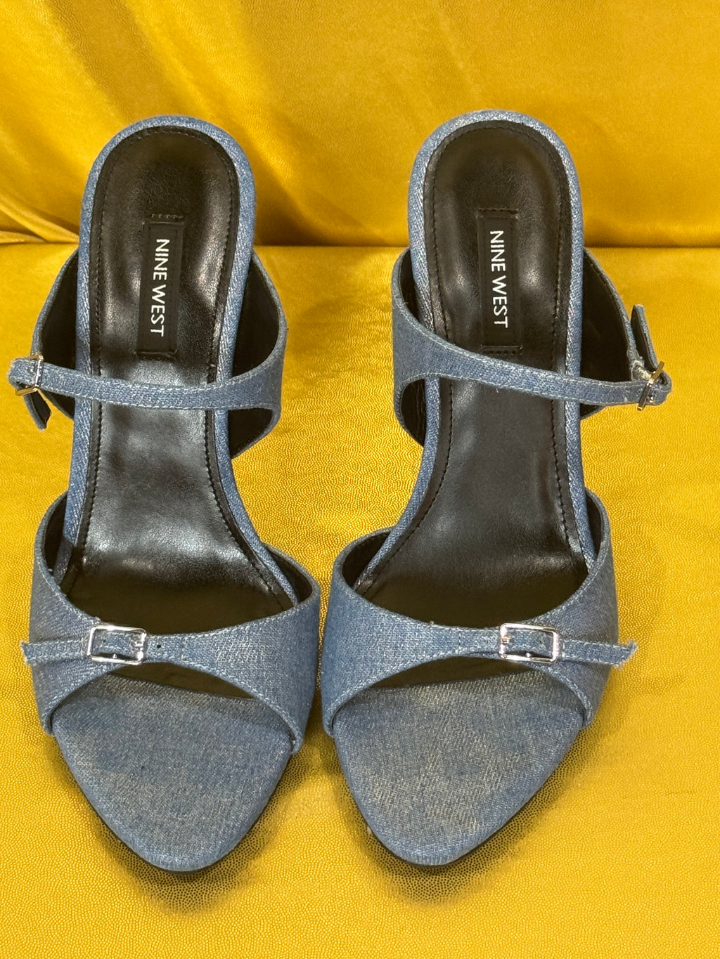 Nine West Reida Blue Denim Stiletto Sandals - Size 8.5