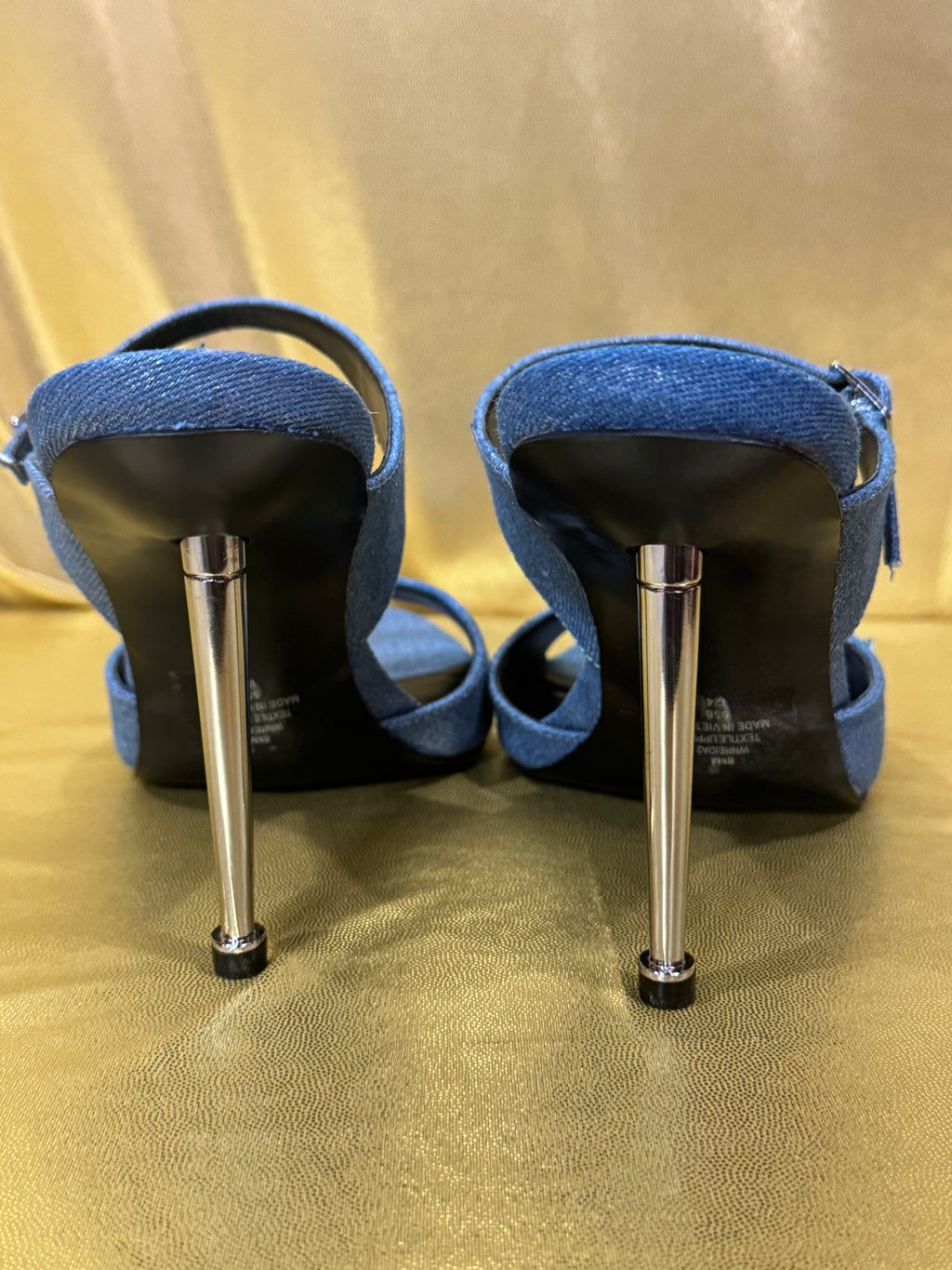 Nine West Reida Blue Denim Stiletto Sandals - Size 8.5