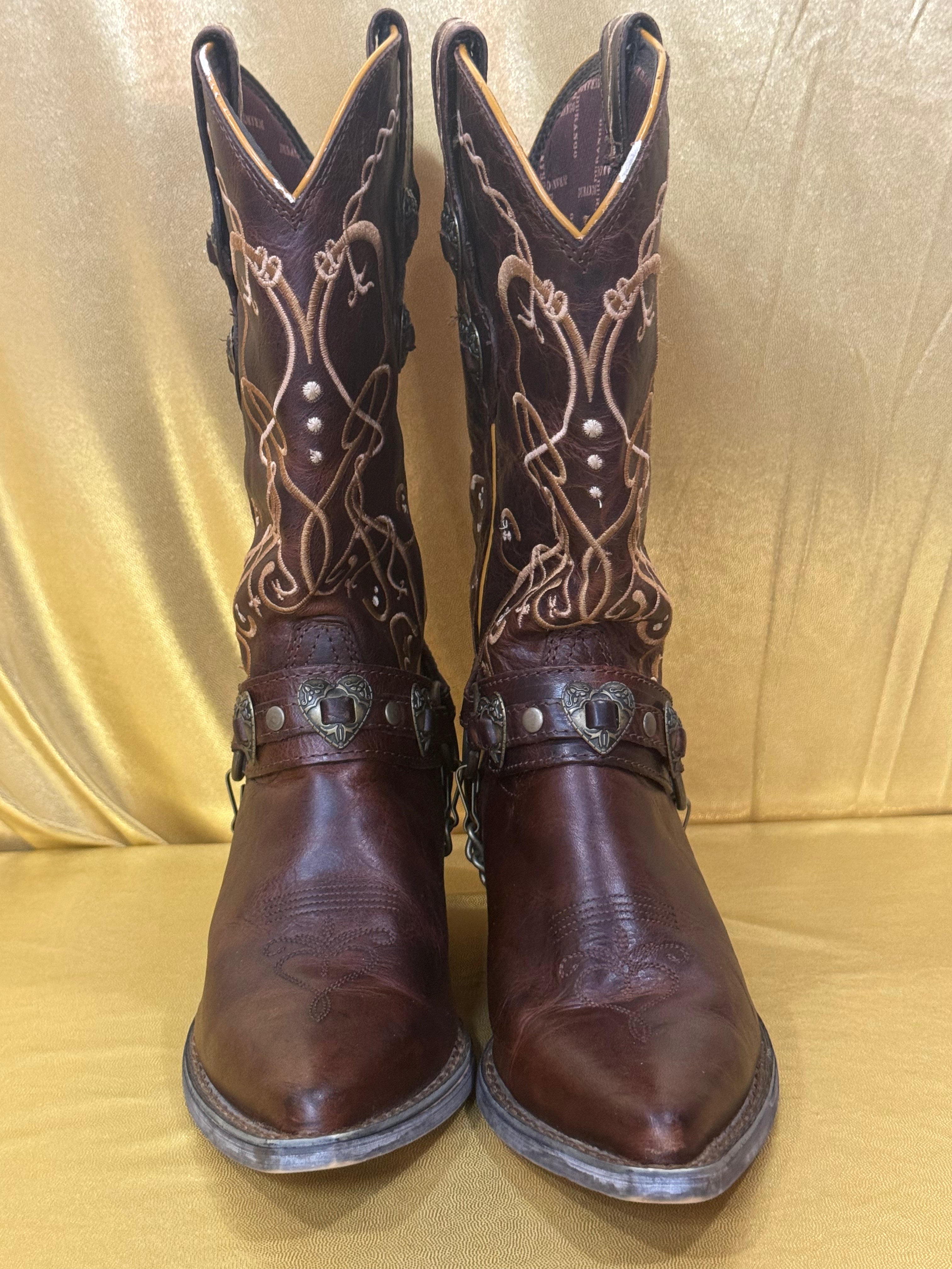 Durango Crush Heartbreaker Brown Leather Cowgirl Boots – Size 7.5
