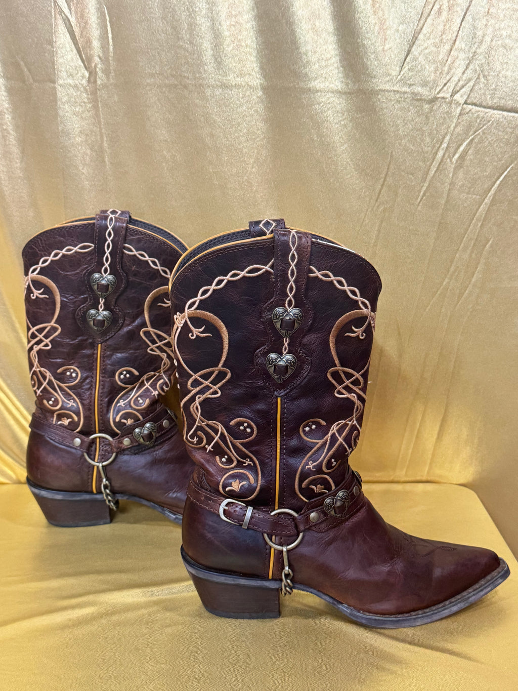 Durango Crush Heartbreaker Brown Leather Cowgirl Boots – Size 7.5