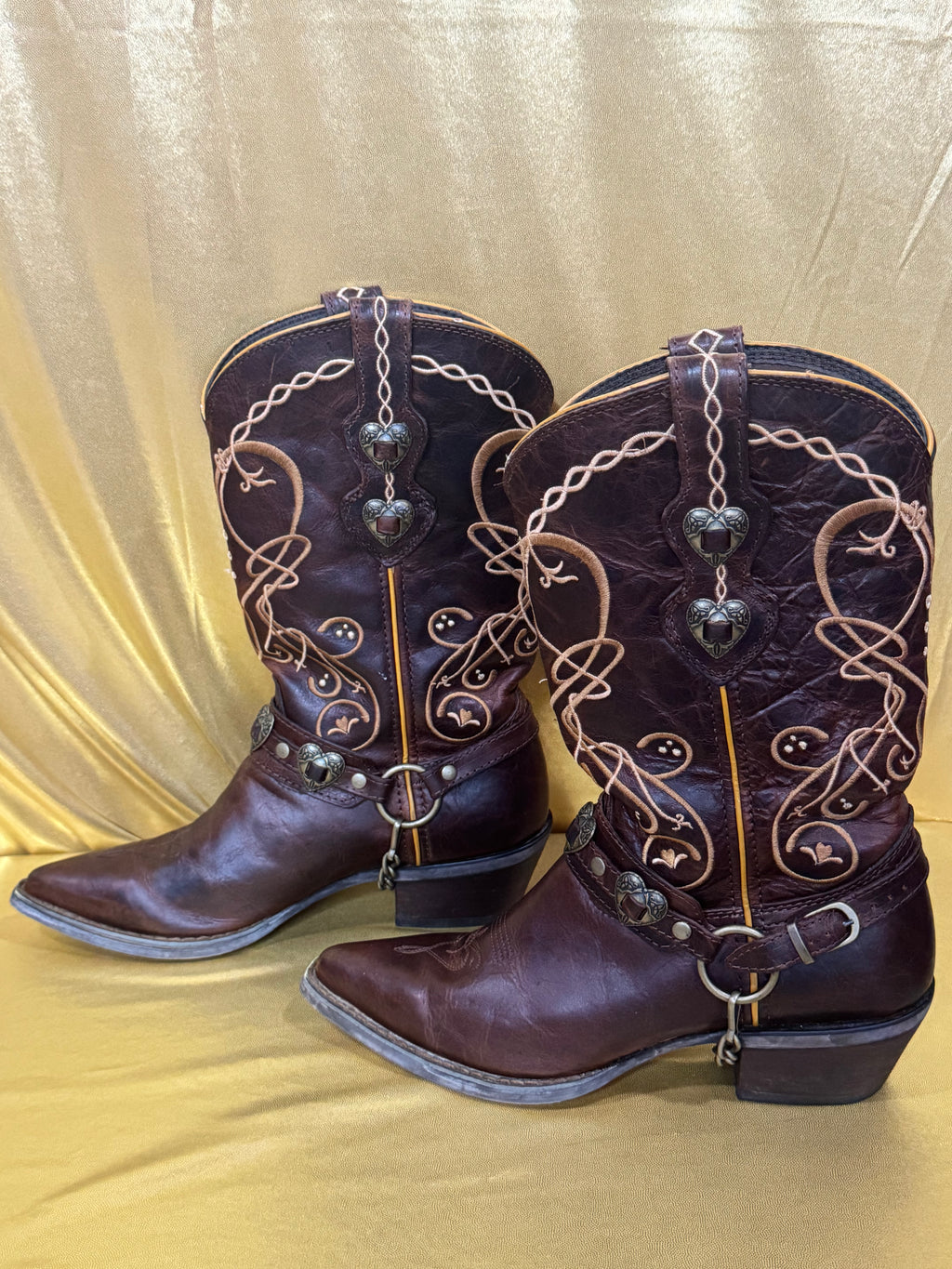 Durango Crush Heartbreaker Brown Leather Cowgirl Boots – Size 7.5