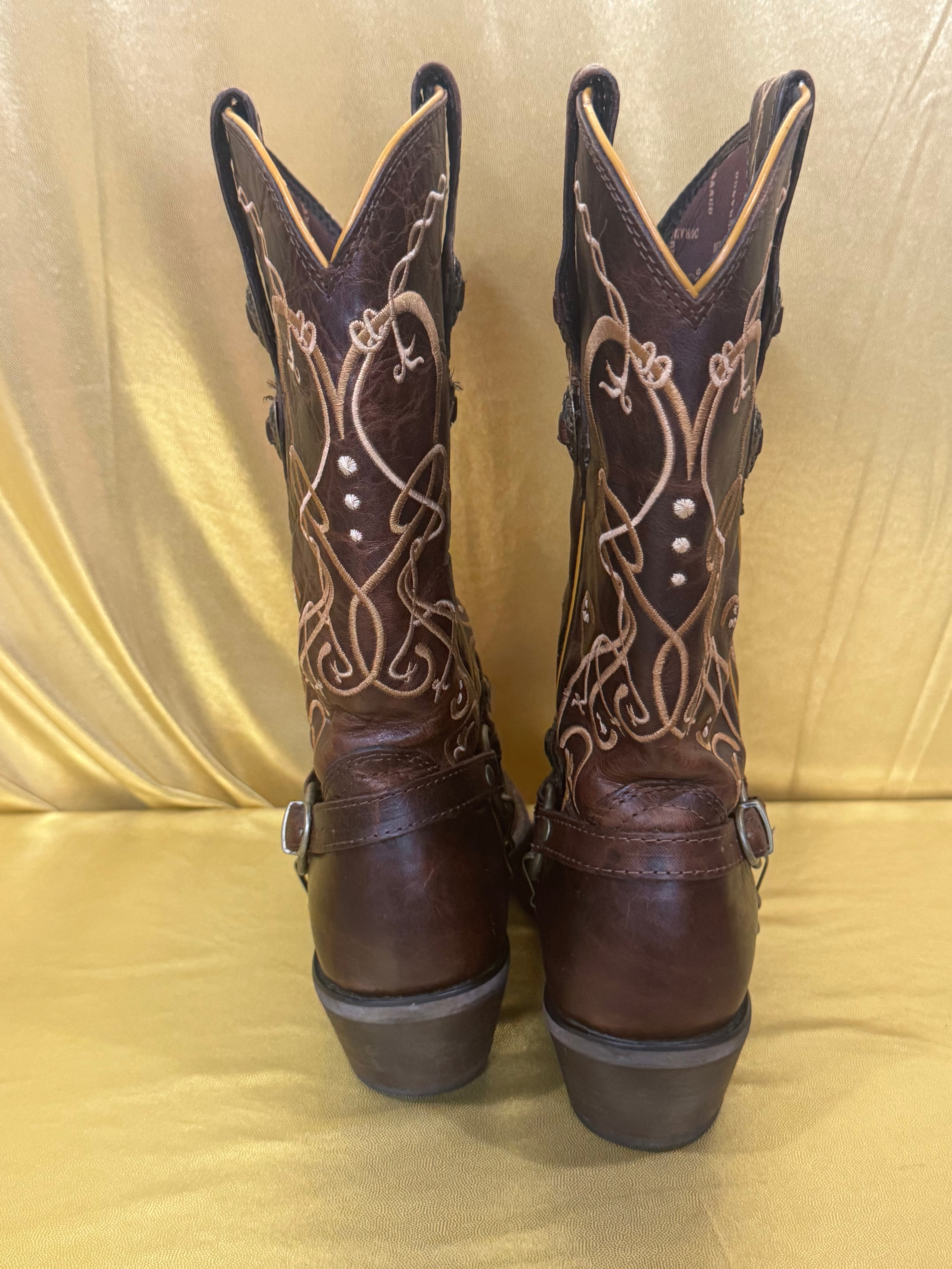 Durango Crush Heartbreaker Brown Leather Cowgirl Boots – Size 7.5