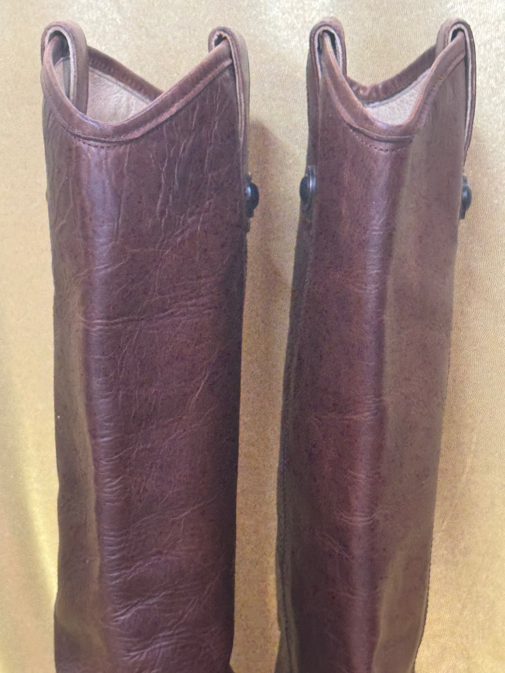Frye Melissa Button Tall Leather Riding Boots - Cognac Brown, Size 8