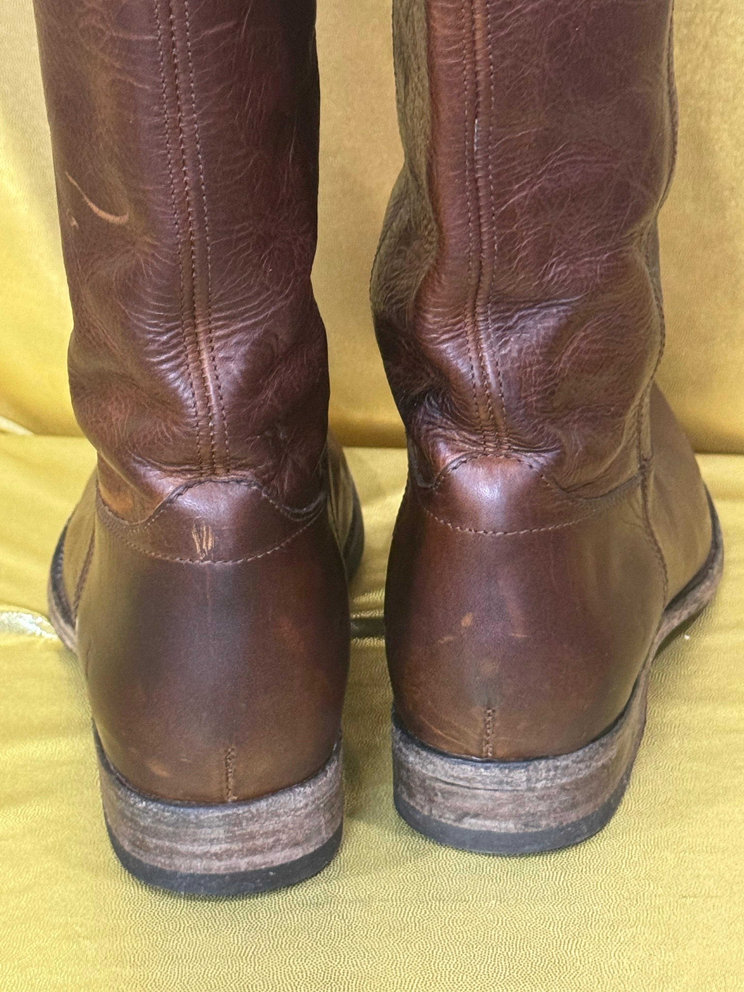 Frye Melissa Button Tall Leather Riding Boots - Cognac Brown, Size 8