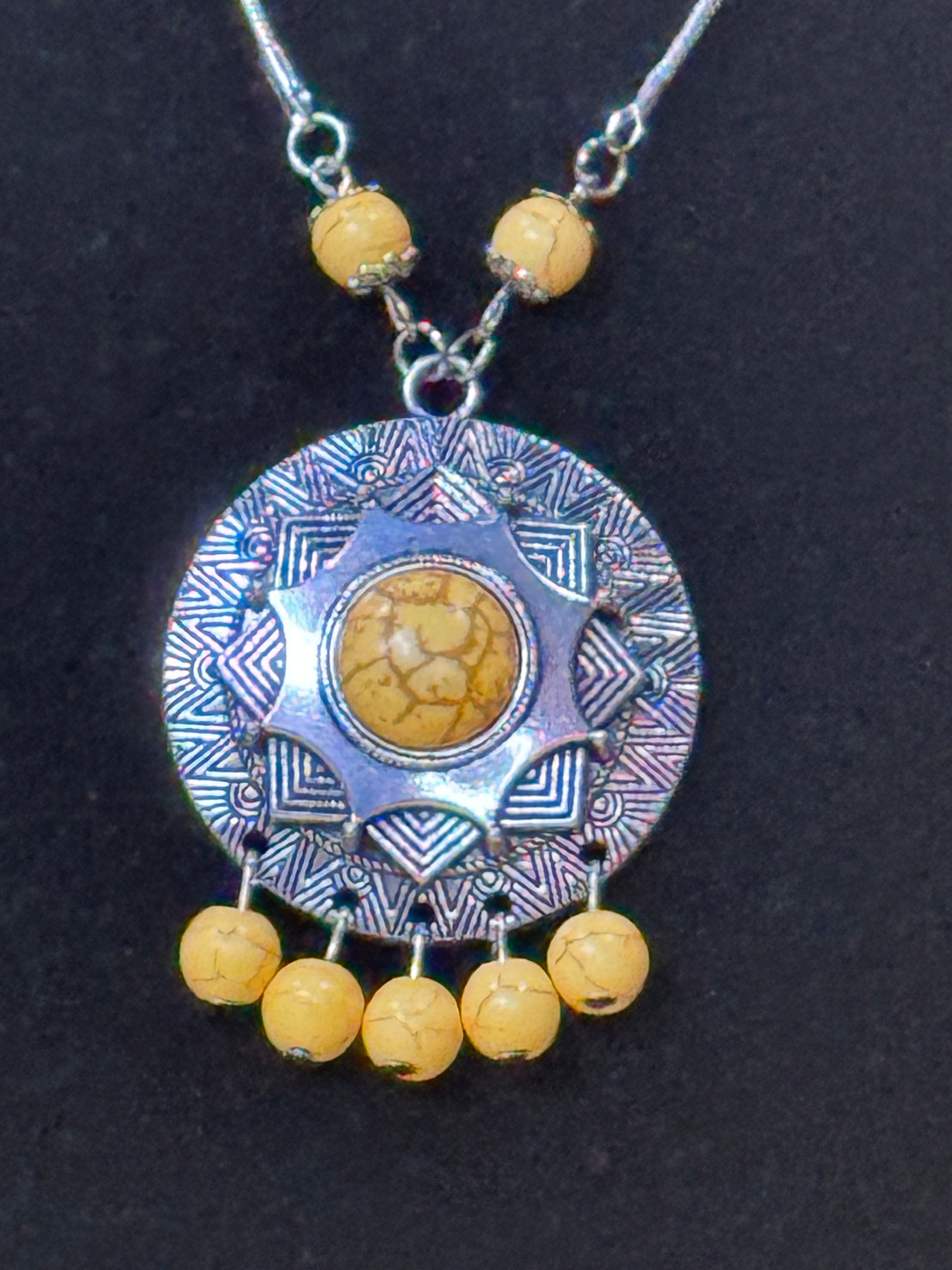 Paparazzi Medallion Meadow Yellow Statement Necklace