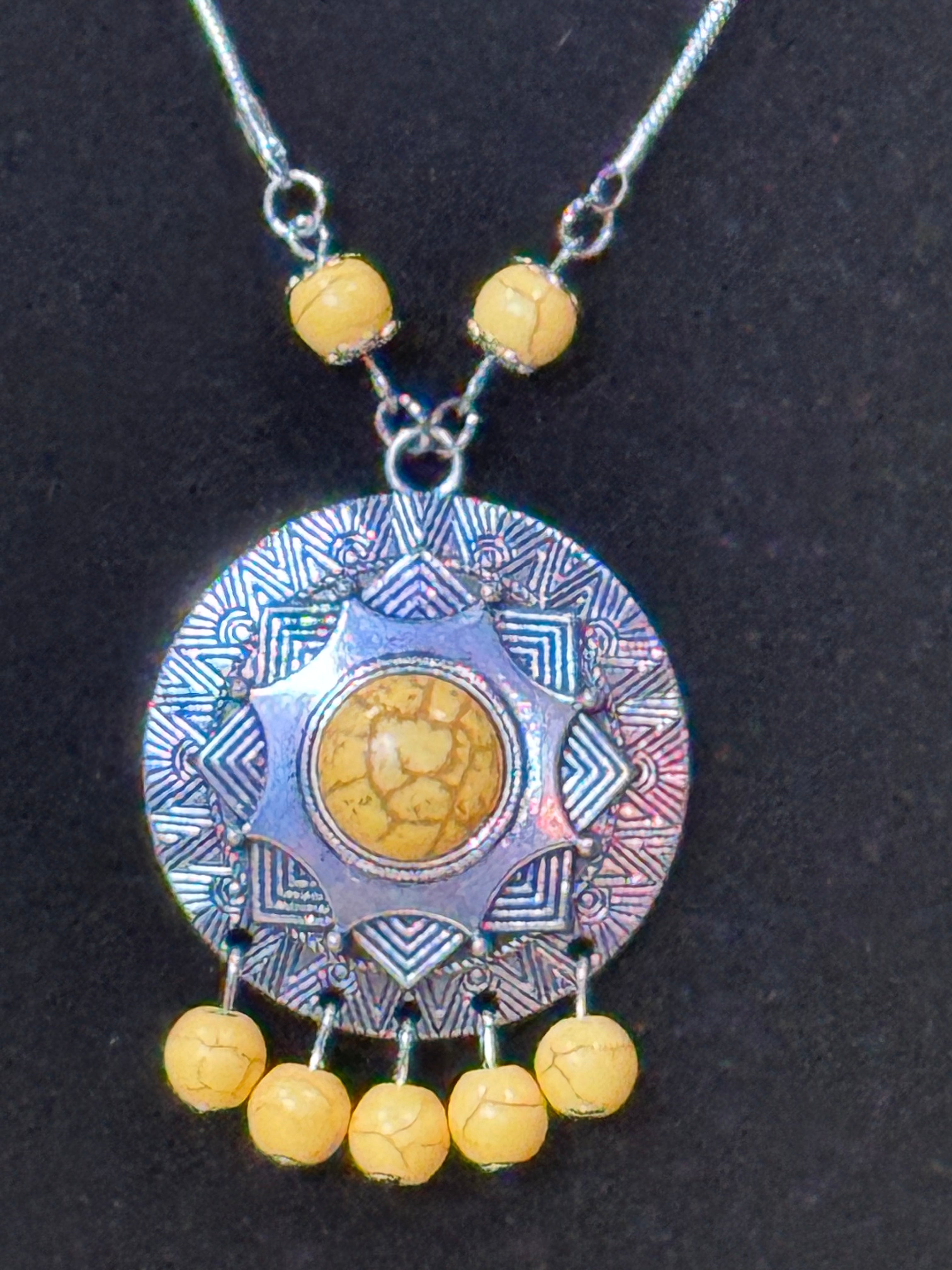 Paparazzi Medallion Meadow Yellow Statement Necklace