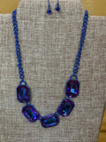 Paparazzi "Emerald City Couture" Blue & Purple UV Shimmer Statement Necklace Set