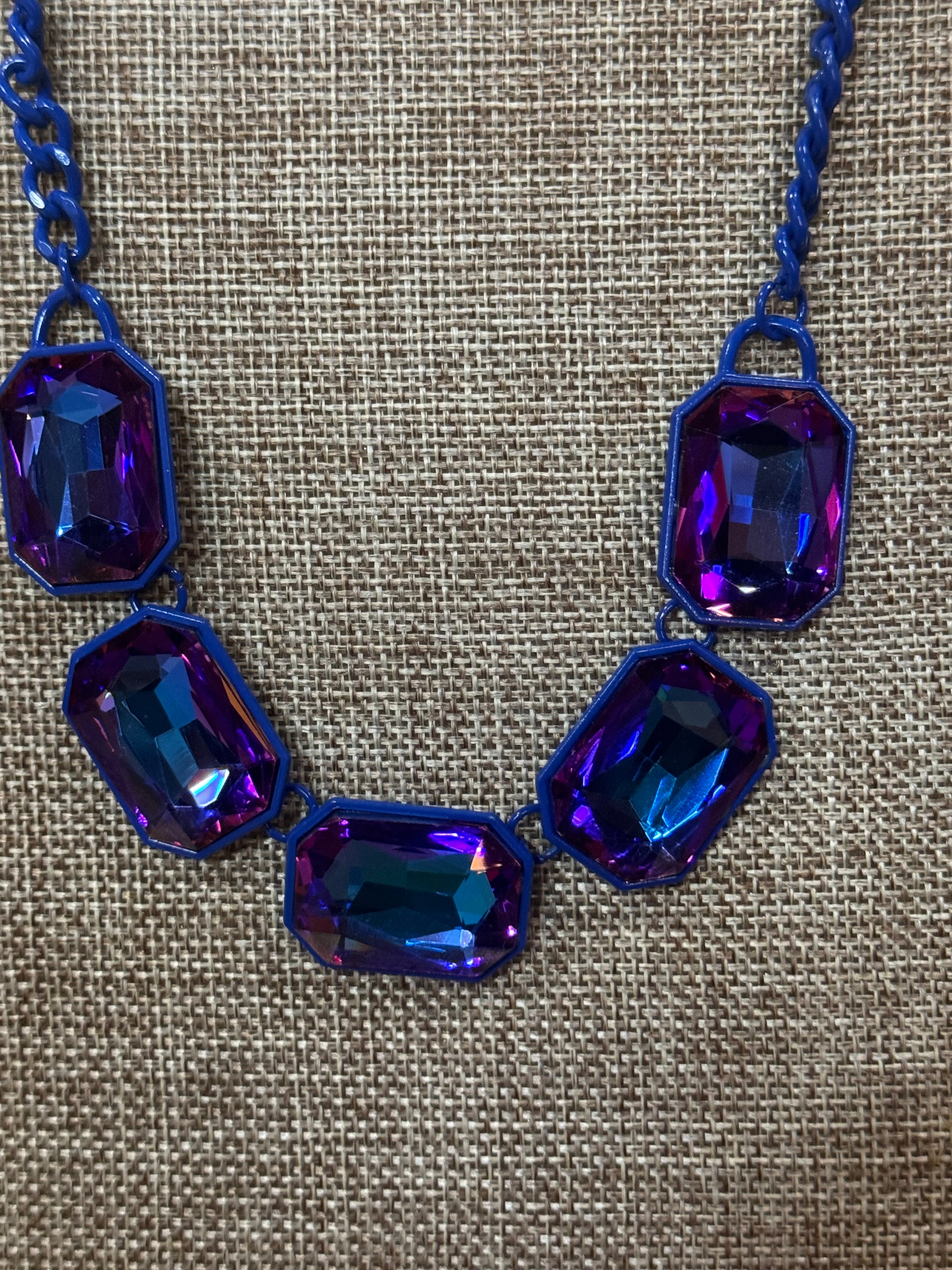 Paparazzi "Emerald City Couture" Blue & Purple UV Shimmer Statement Necklace Set