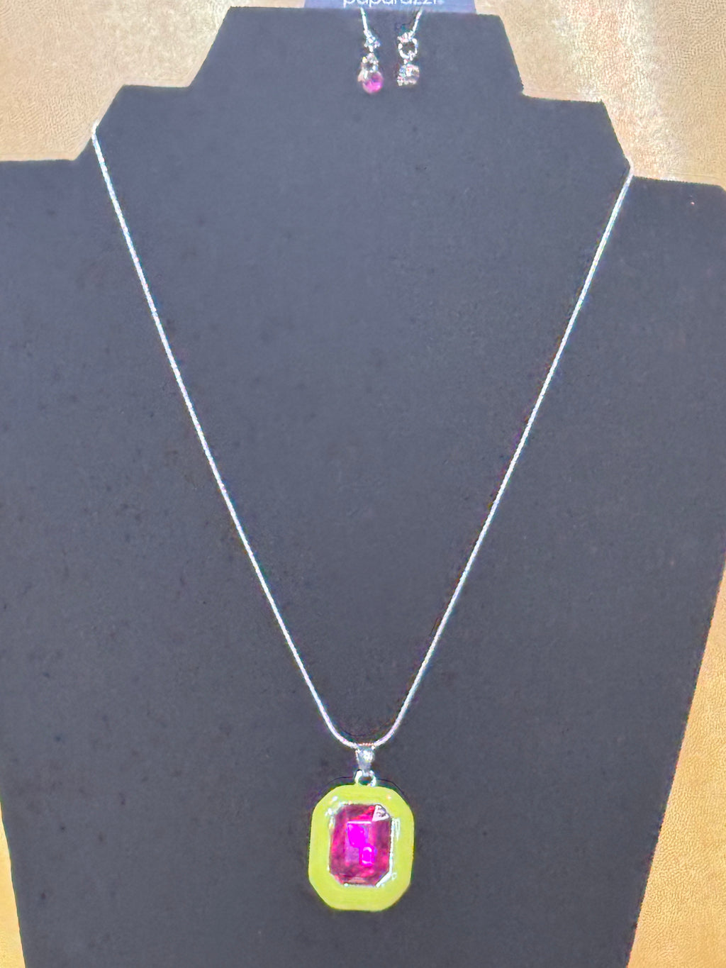 Paparazzi "Emerald Energy" Necklace Set — Neon Yellow & Pink
