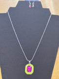 Paparazzi "Emerald Energy" Necklace Set — Neon Yellow & Pink