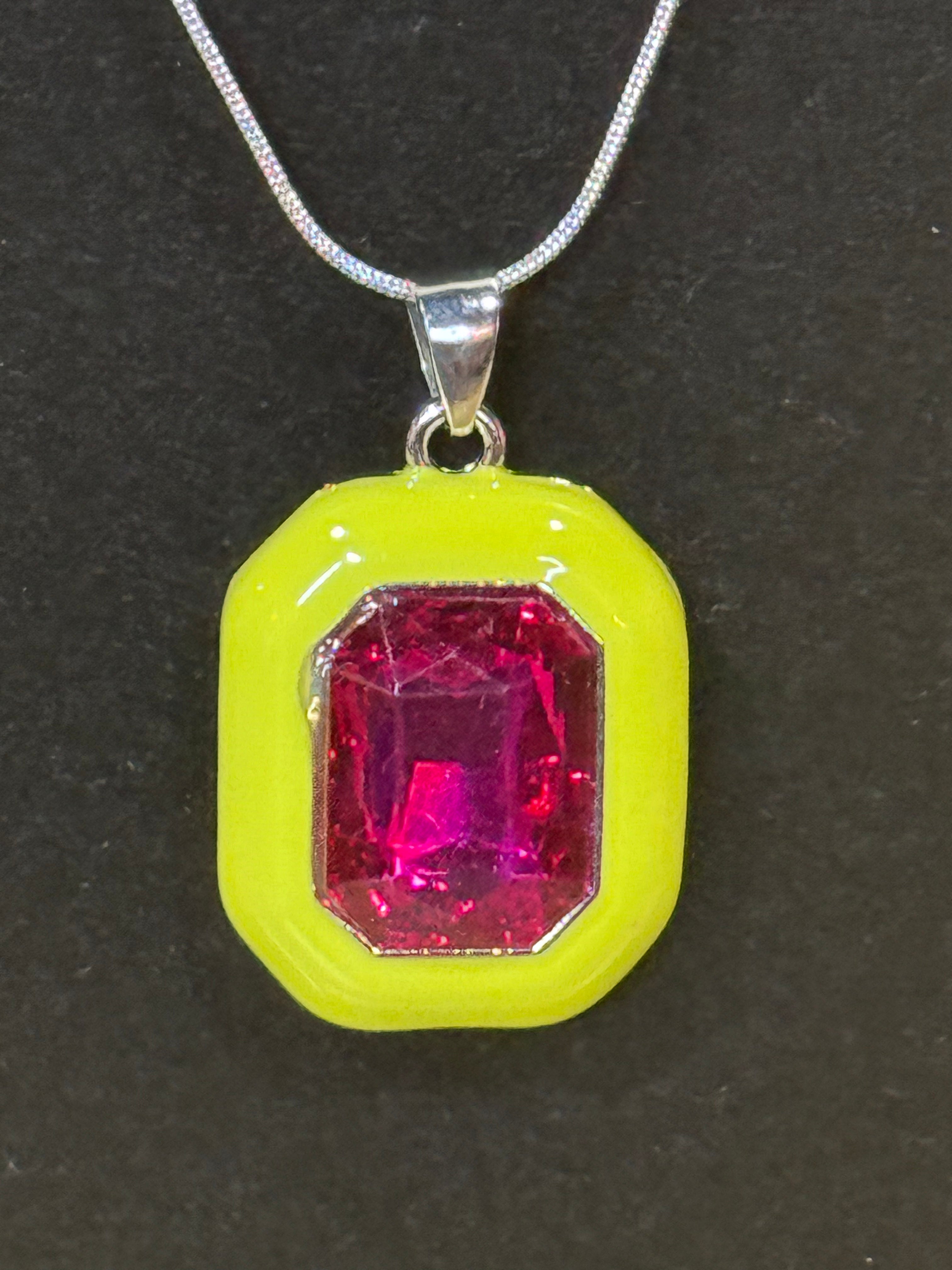 Paparazzi "Emerald Energy" Necklace Set — Neon Yellow & Pink