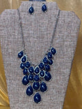NWT Paparazzi "Shop 'Til You Teardrop" Navy Blue Statement Necklace & Earrings Set