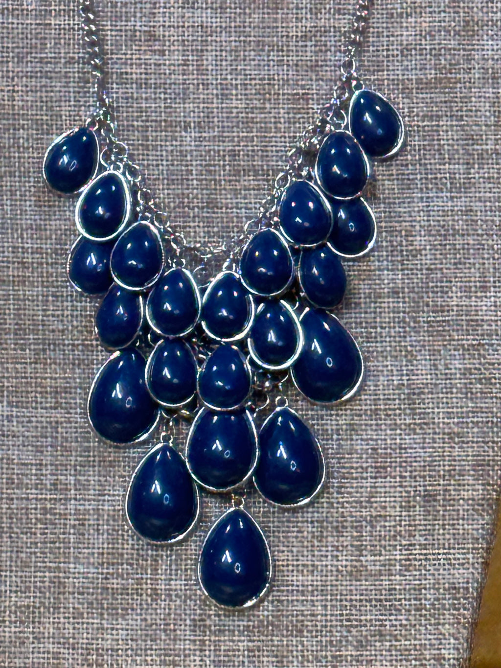 NWT Paparazzi "Shop 'Til You Teardrop" Navy Blue Statement Necklace & Earrings Set