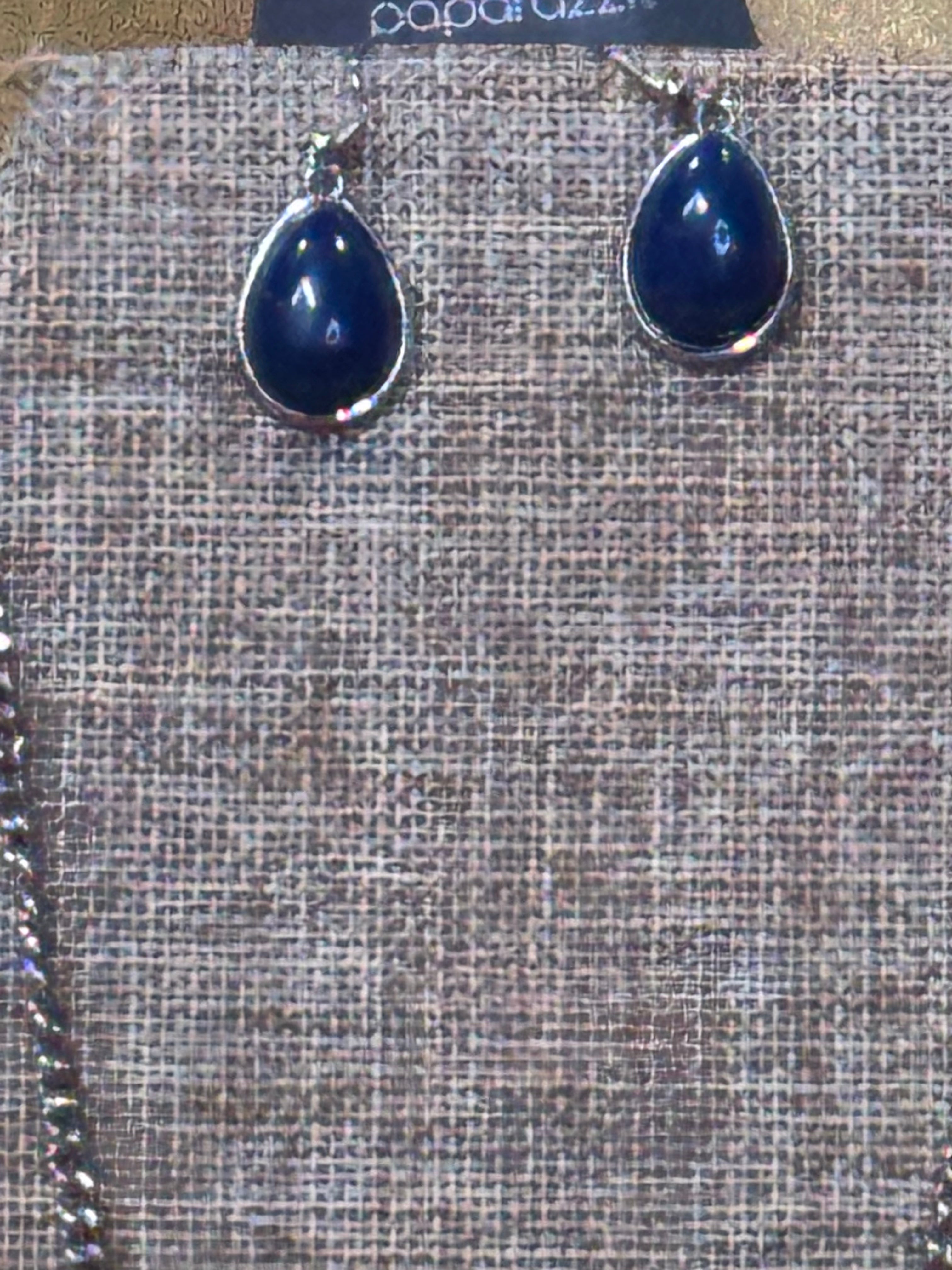 NWT Paparazzi "Shop 'Til You Teardrop" Navy Blue Statement Necklace & Earrings Set
