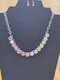 Paparazzi Rainbow Resplendence Pastel Multi-Color Rhinestone Necklace & Earring Set – Silver