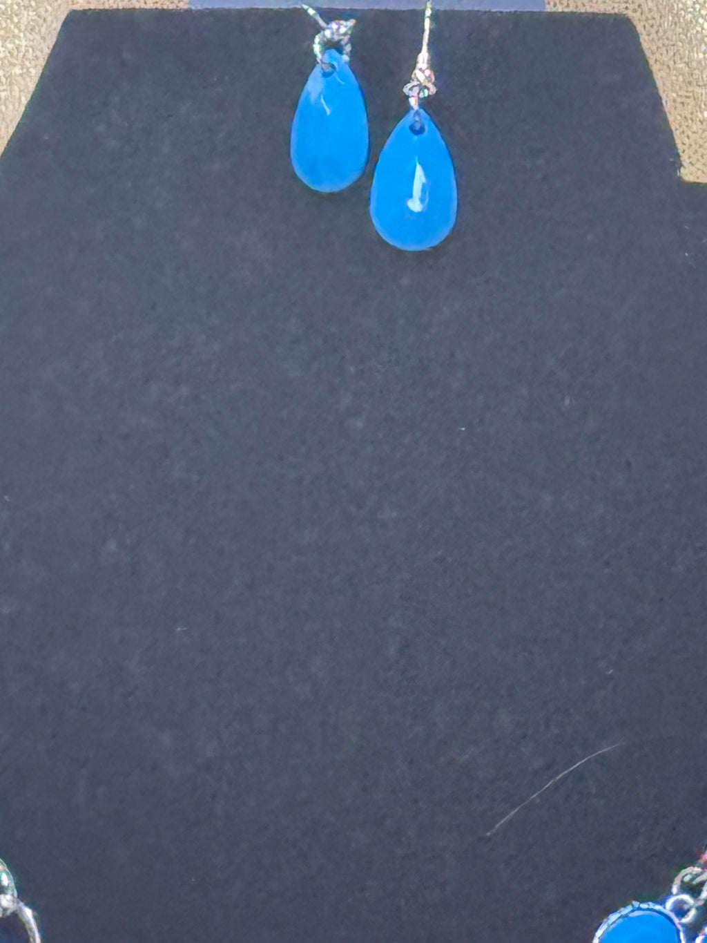 Paparazzi "SELFIE-Worth" Blue Bead Floral Silver Statement Necklace & Earring Set