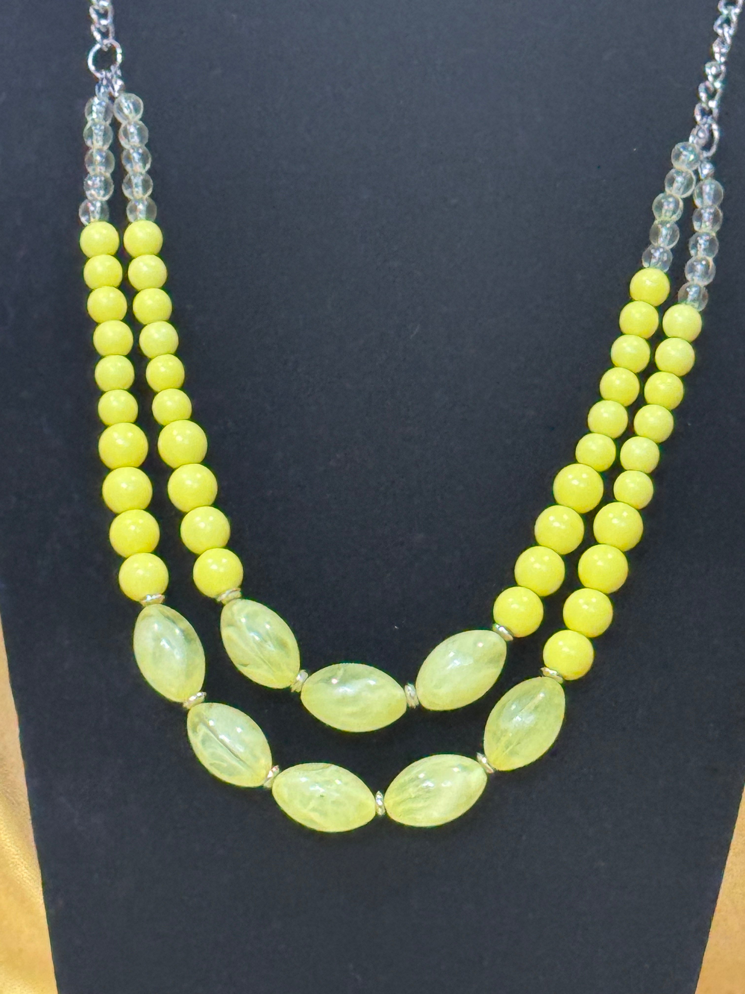Paparazzi "Sundae Shoppe" Double Strand Yellow Bead Necklace & Earring Set