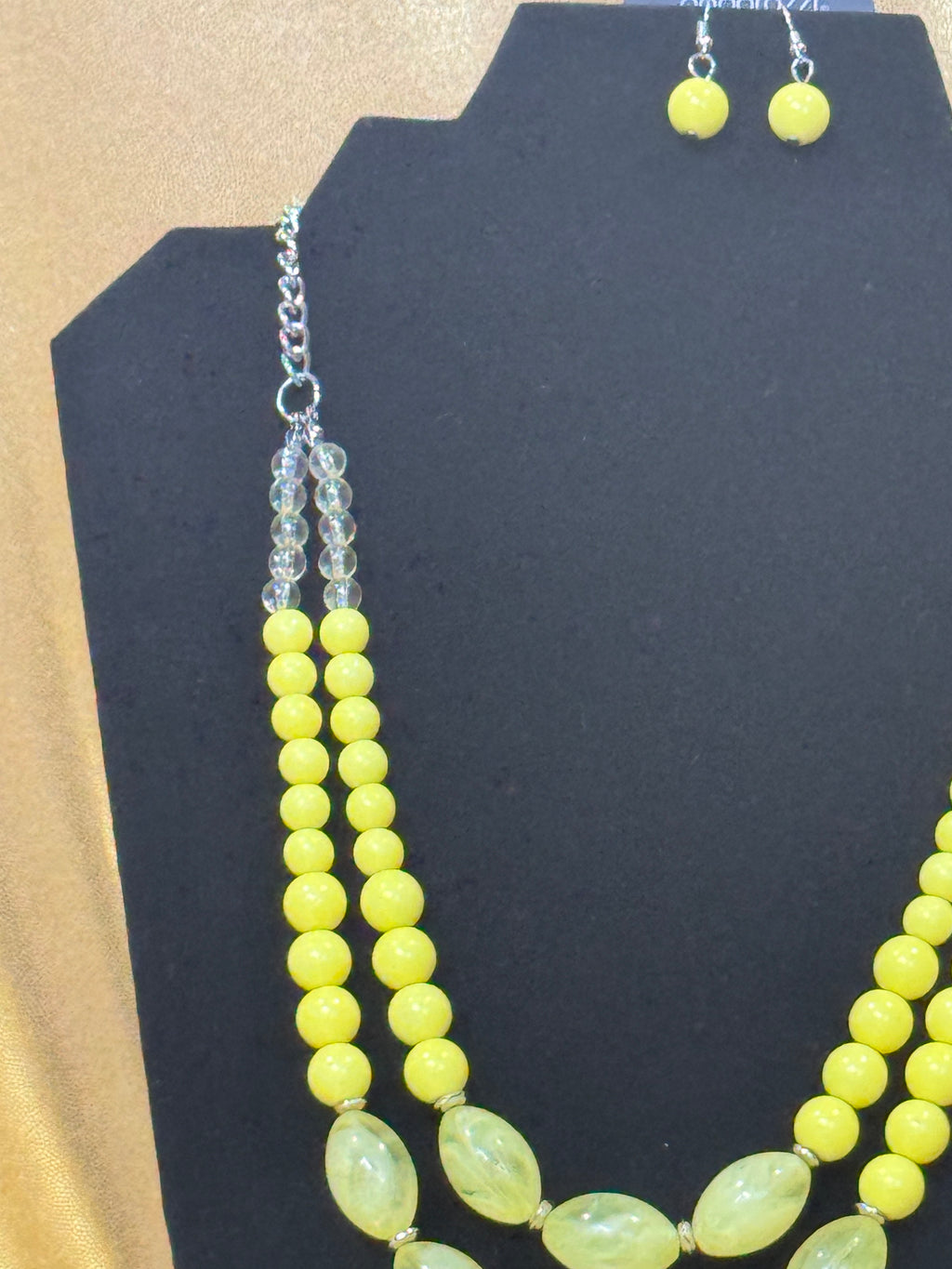 Paparazzi "Sundae Shoppe" Double Strand Yellow Bead Necklace & Earring Set