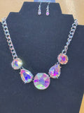Paparazzi "All The World's My Stage" Iridescent Oil Spill Statement Necklace Set