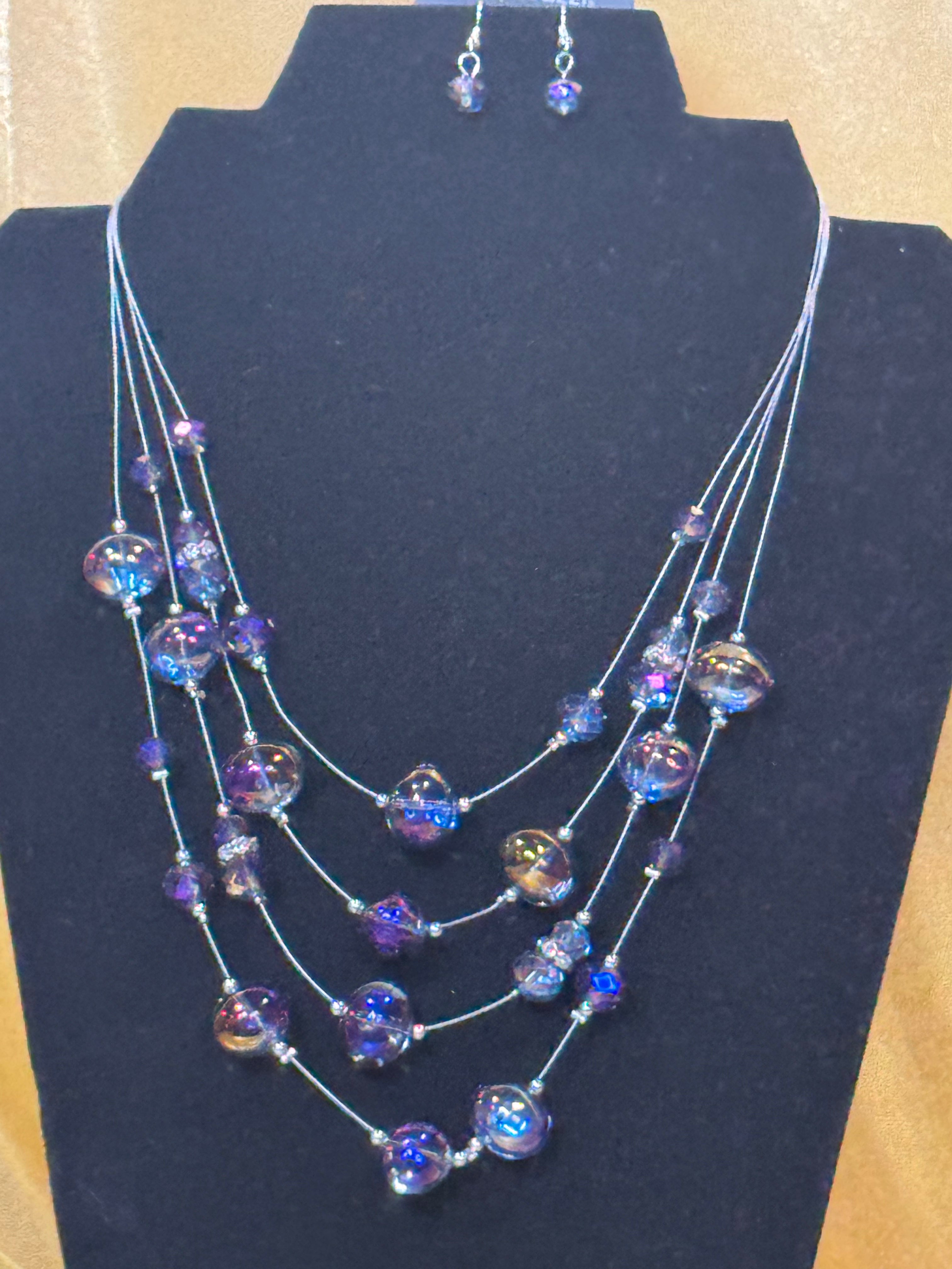 Paparazzi "Cosmic Real Estate" Purple Oil Spill Illusion Necklace Set