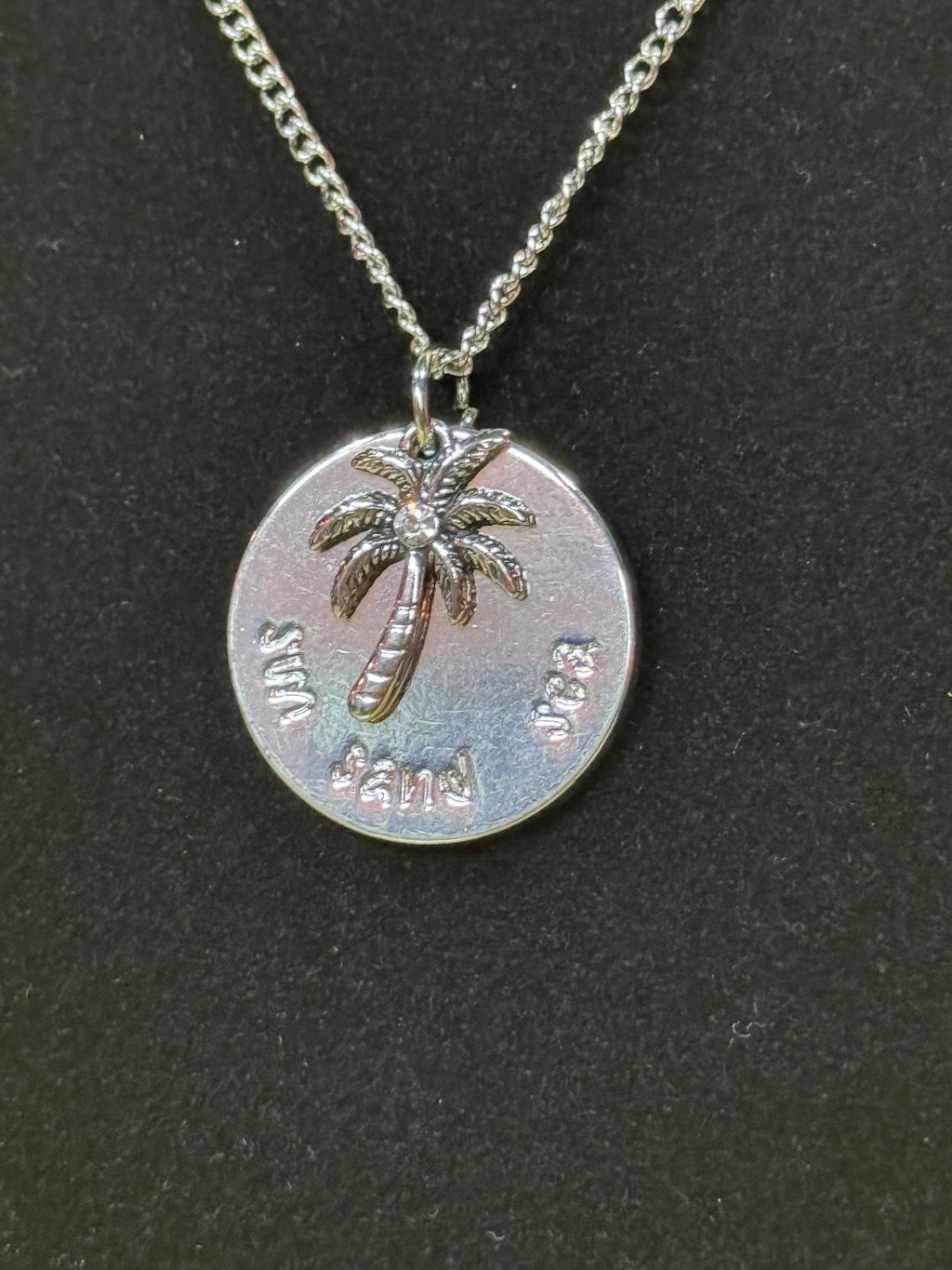 Paparazzi "Breezy Palm Trees" Silver & Iridescent Rhinestone Necklace Set
