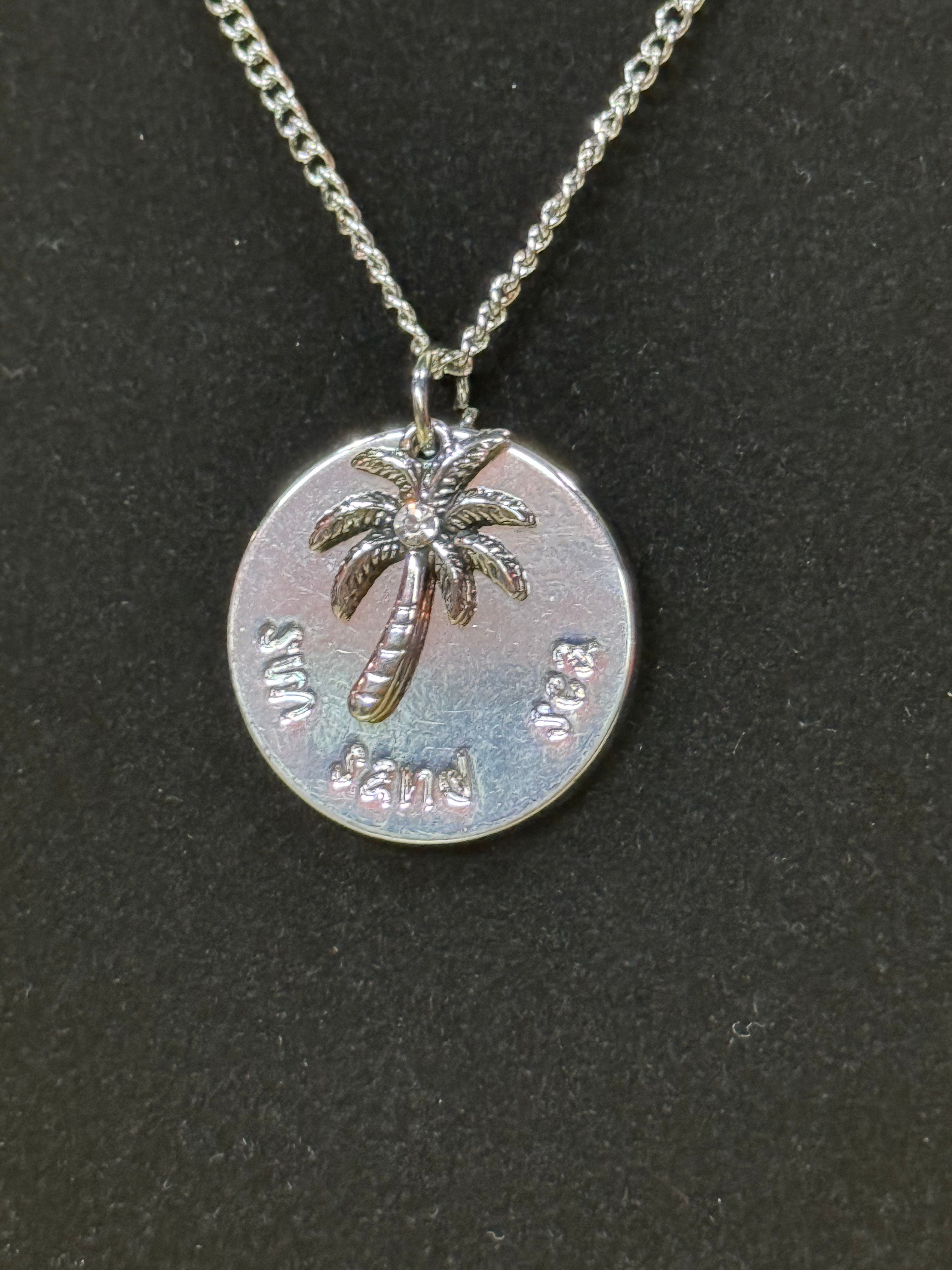 Paparazzi "Breezy Palm Trees" Silver & Iridescent Rhinestone Necklace Set