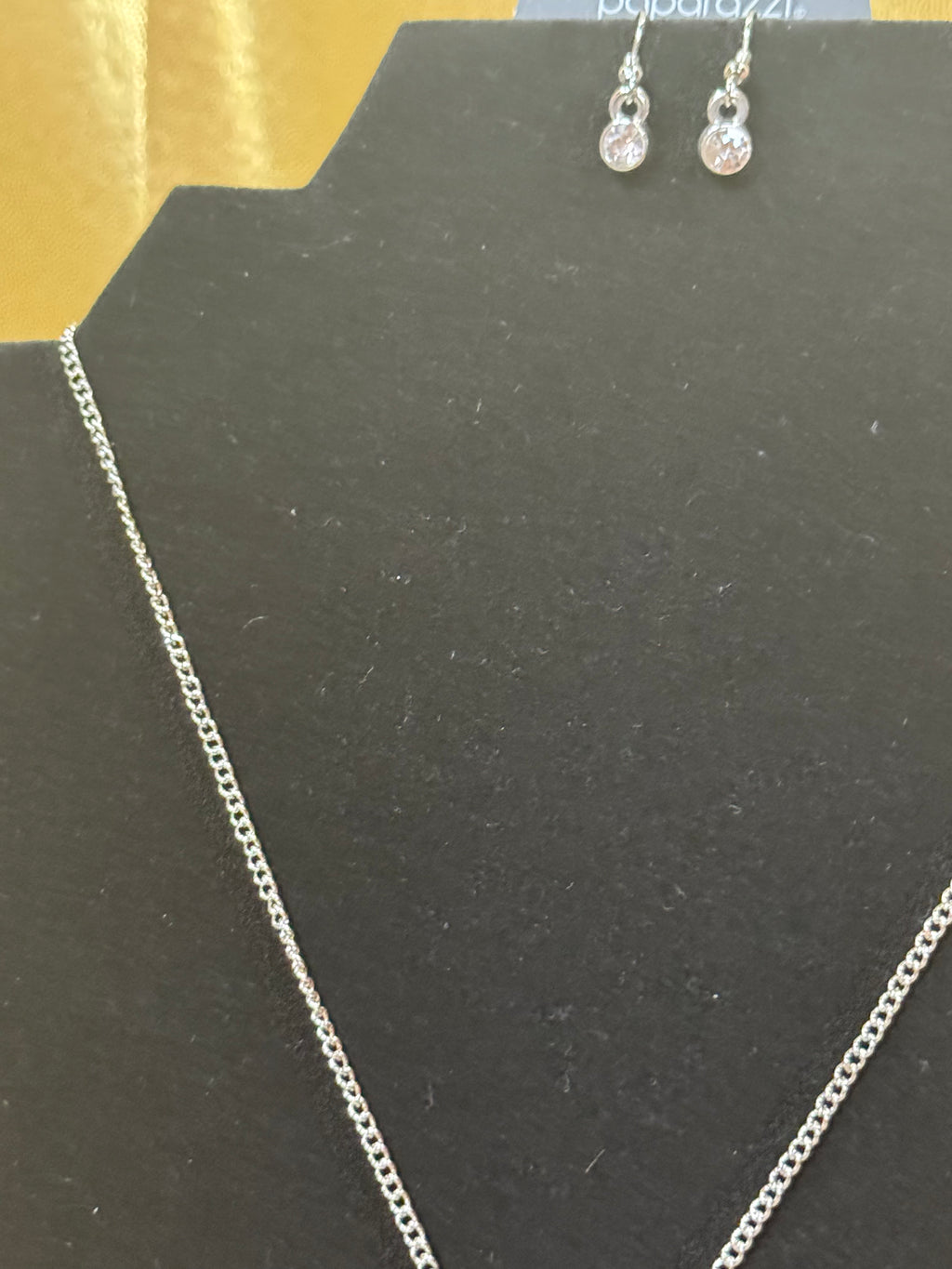 Paparazzi "Breezy Palm Trees" Silver & Iridescent Rhinestone Necklace Set