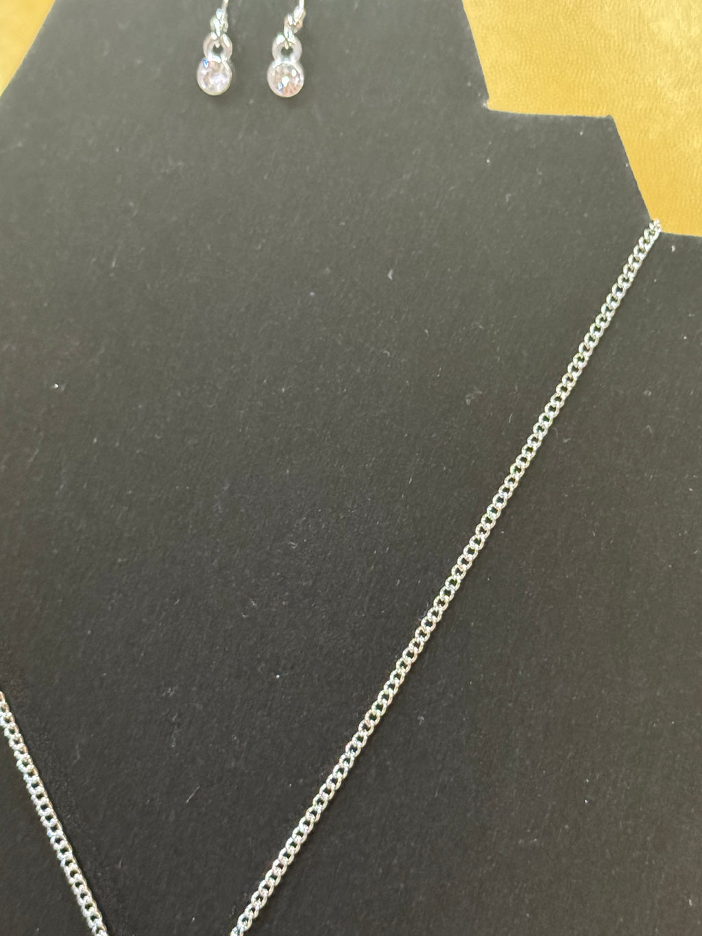 Paparazzi "Breezy Palm Trees" Silver & Iridescent Rhinestone Necklace Set