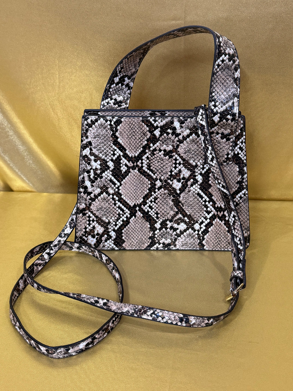 🐍 JustFab Snakeskin Print Structured Mini Crossbody Bag