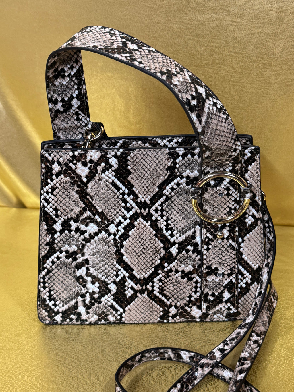 🐍 JustFab Snakeskin Print Structured Mini Crossbody Bag