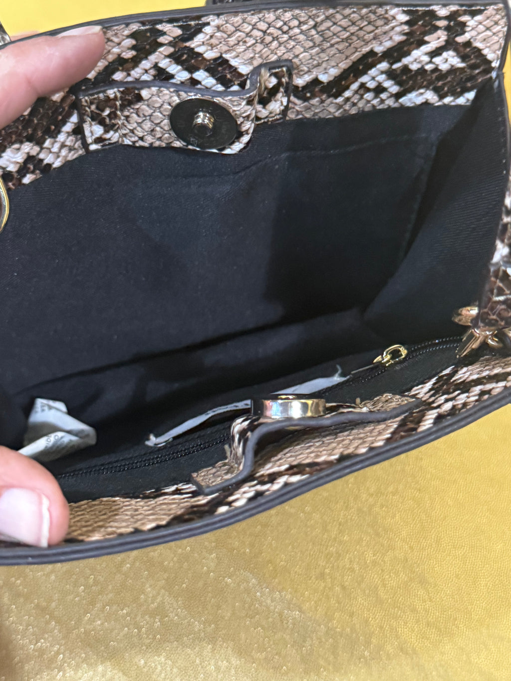 🐍 JustFab Snakeskin Print Structured Mini Crossbody Bag