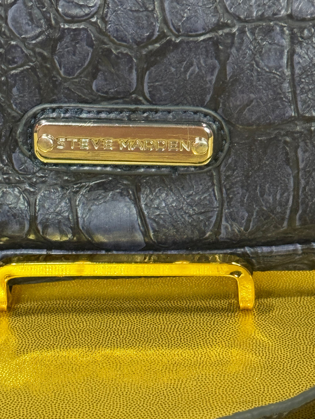 Steve Madden Navy Blue Croc-Embossed Convertible Envelope Clutch