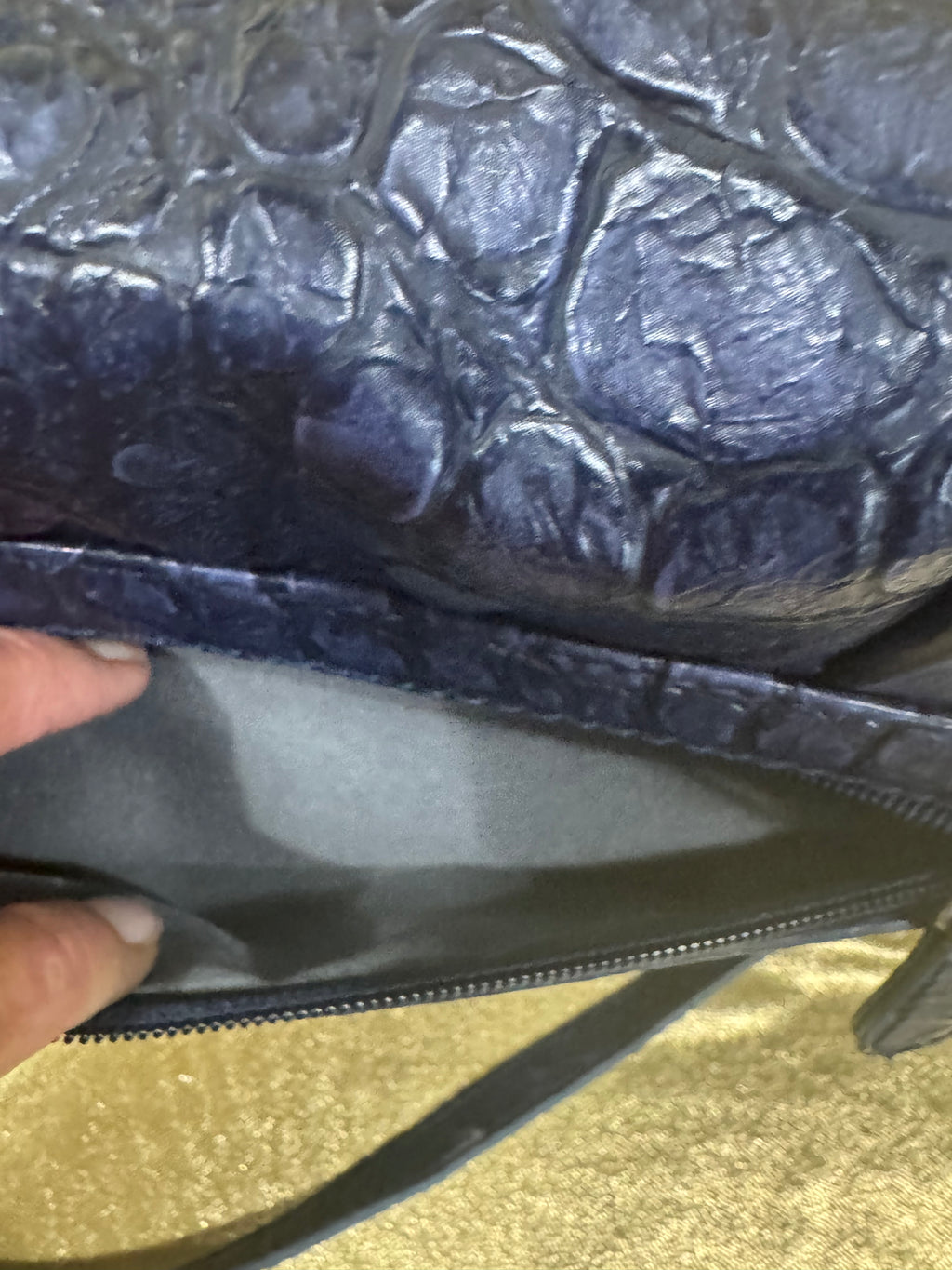 Steve Madden Navy Blue Croc-Embossed Convertible Envelope Clutch