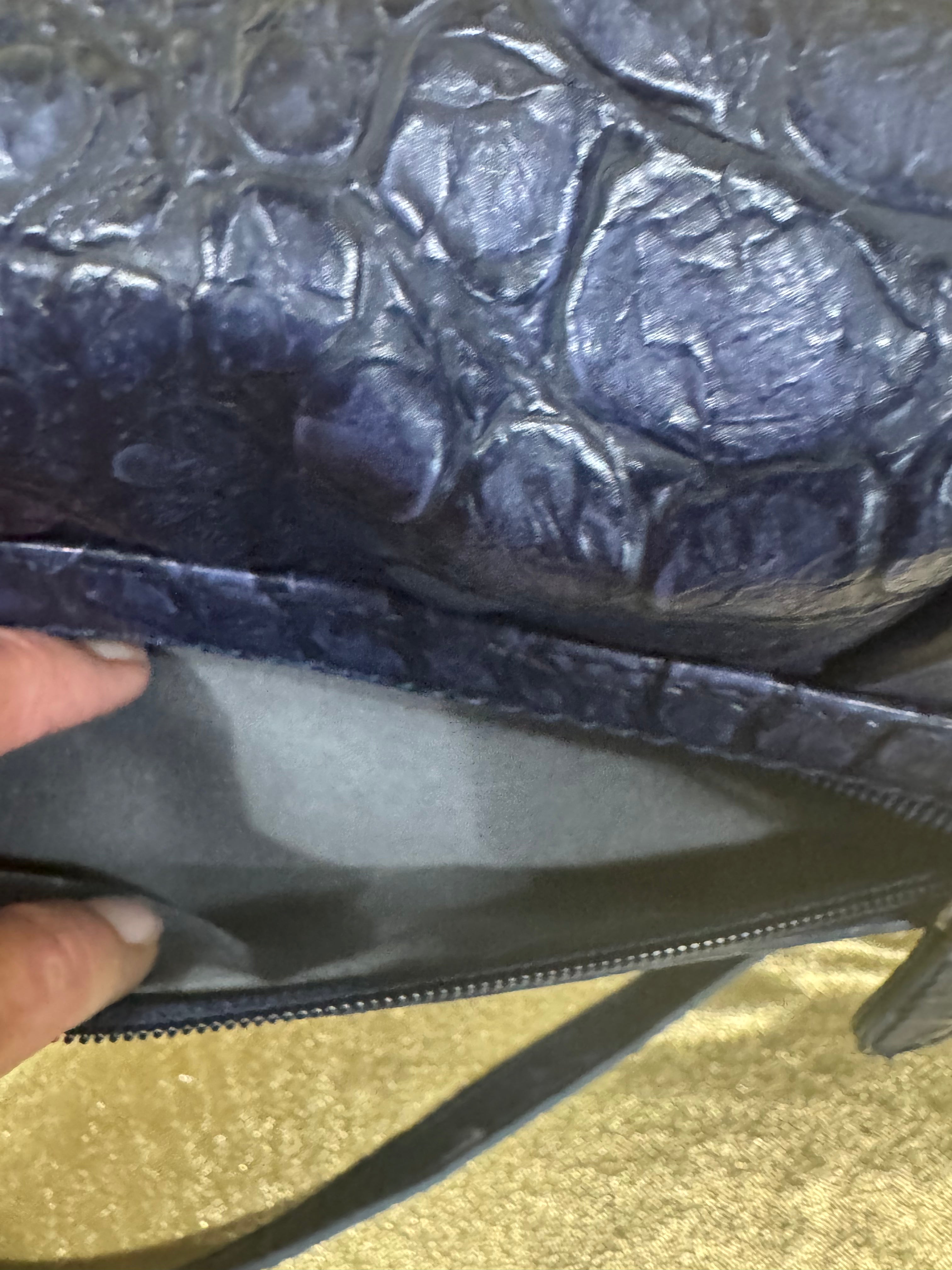 Steve Madden Navy Blue Croc-Embossed Convertible Envelope Clutch