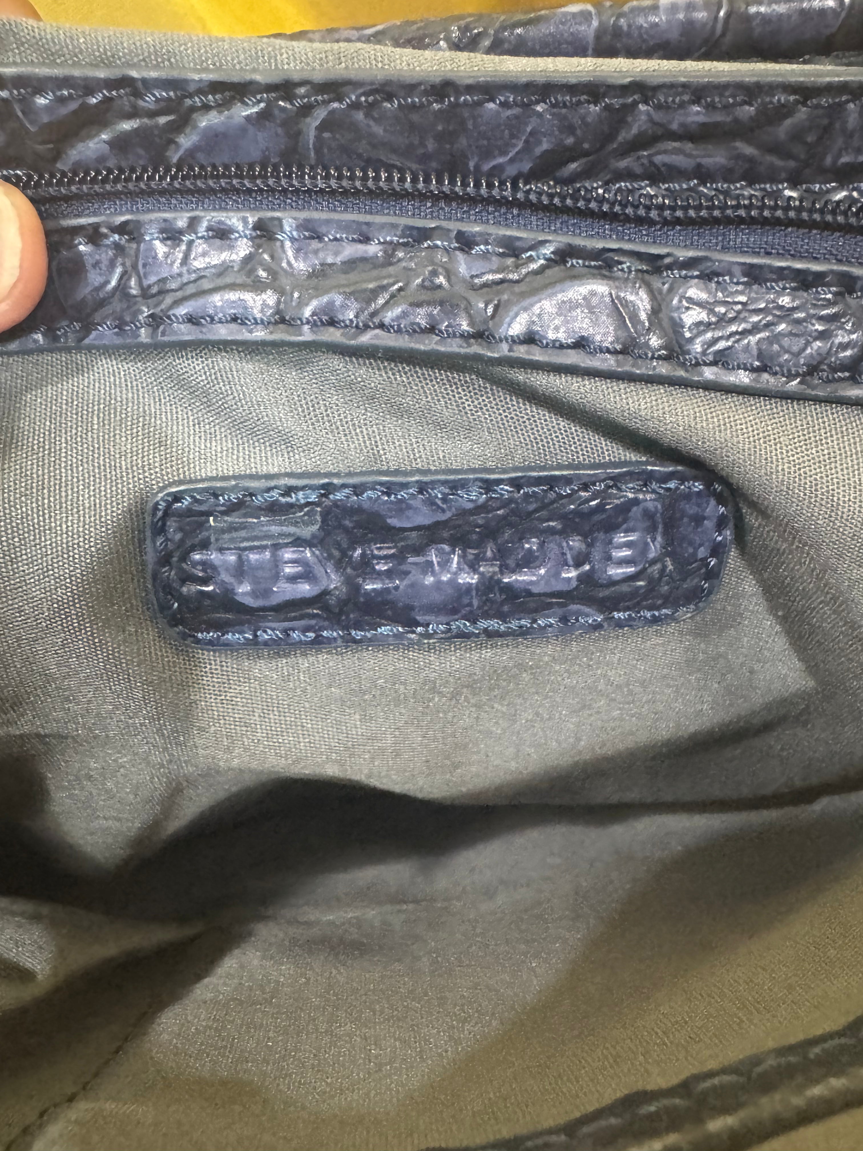 Steve Madden Navy Blue Croc-Embossed Convertible Envelope Clutch