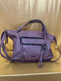 Jessica Simpson Zoey Satchel Handbag - Muted Purple Pebbled Vegan Leather