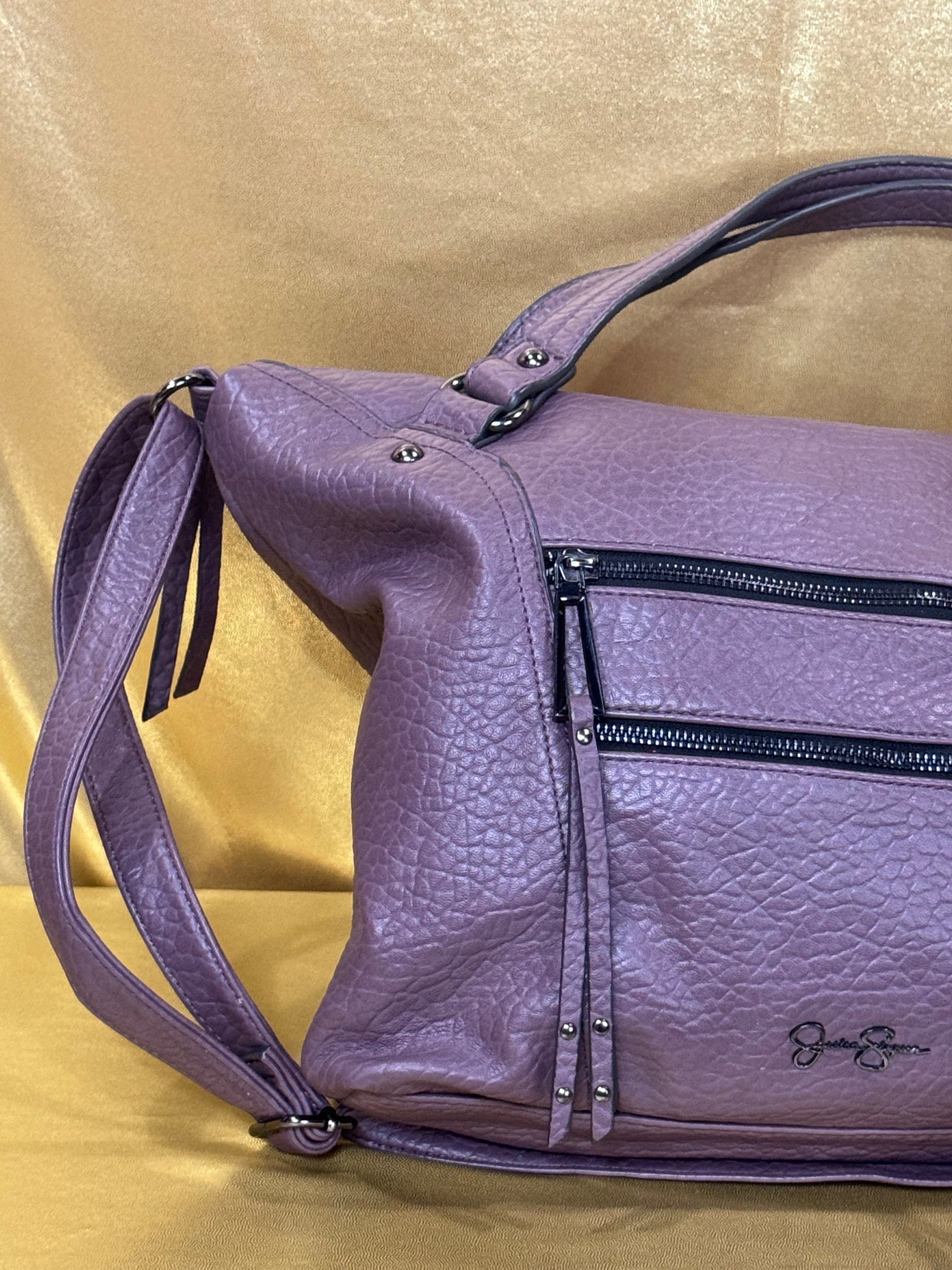 Jessica Simpson Zoey Satchel Handbag - Muted Purple Pebbled Vegan Leather