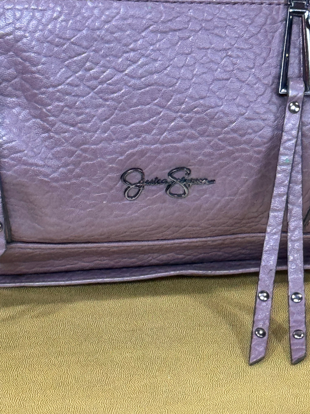 Jessica Simpson Zoey Satchel Handbag - Muted Purple Pebbled Vegan Leather