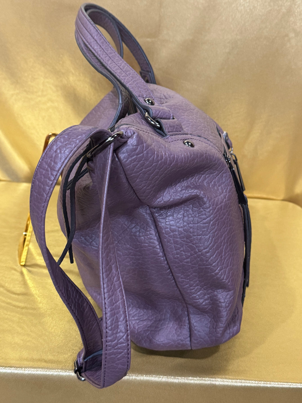 Jessica Simpson Zoey Satchel Handbag - Muted Purple Pebbled Vegan Leather