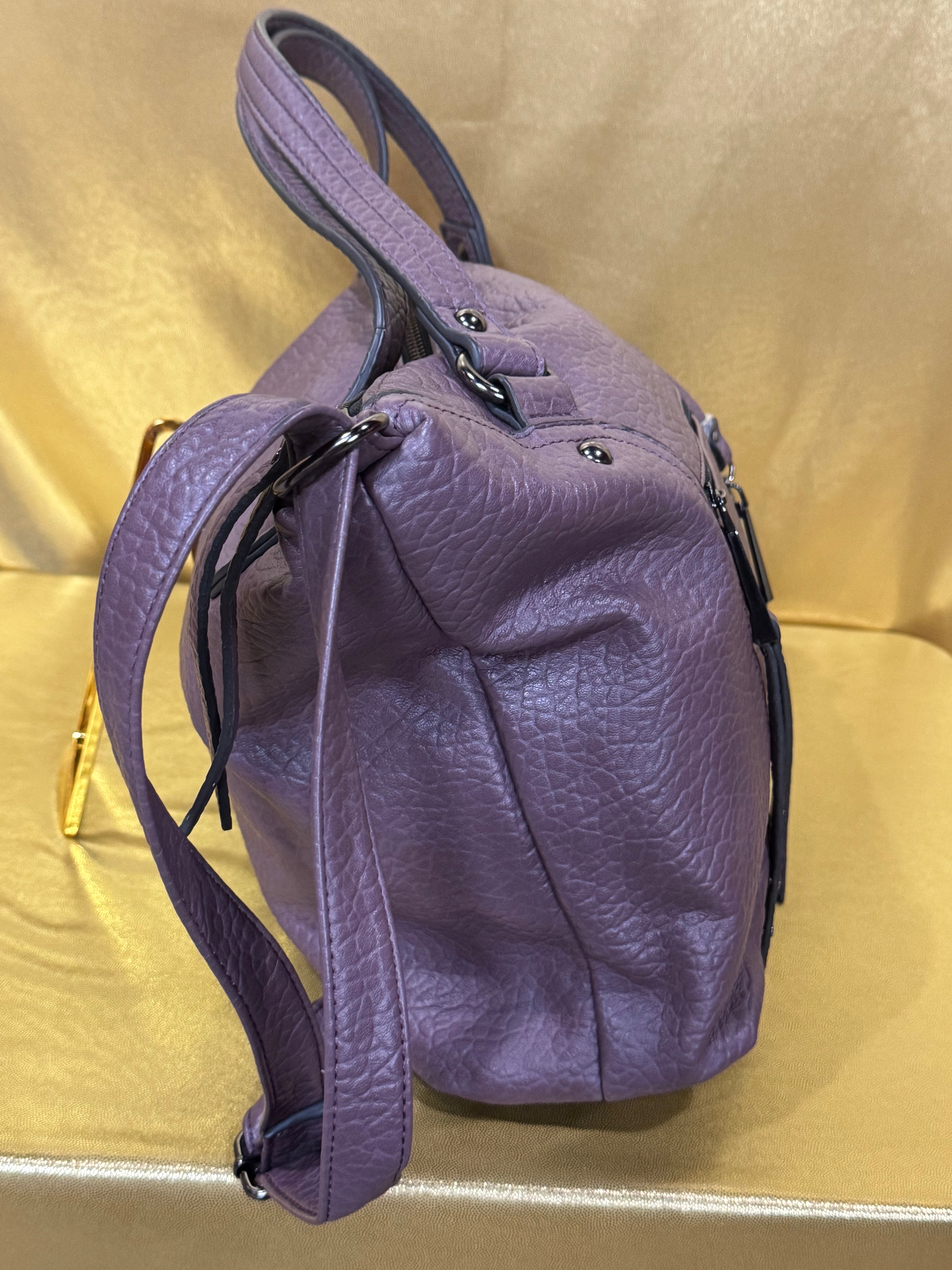 Jessica Simpson Zoey Satchel Handbag - Muted Purple Pebbled Vegan Leather
